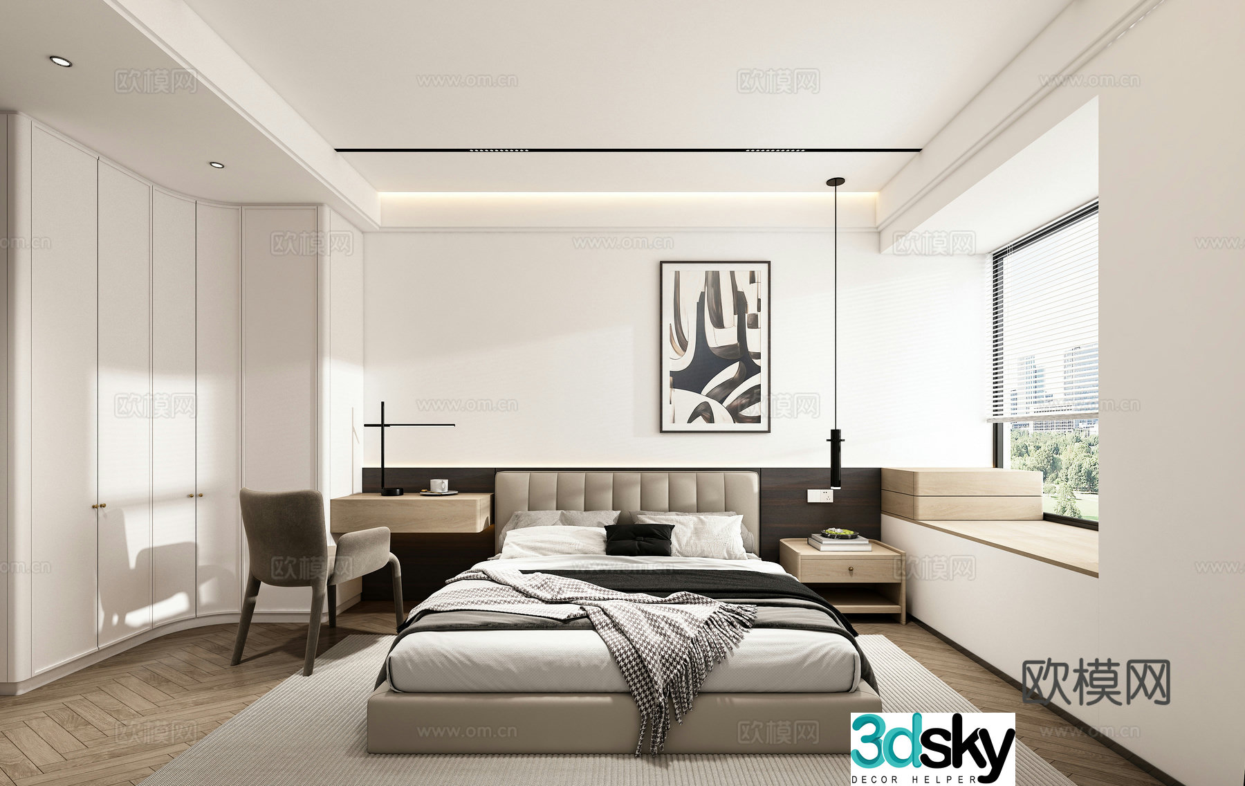 Modern minimalist bedroom master bedroom 3d model