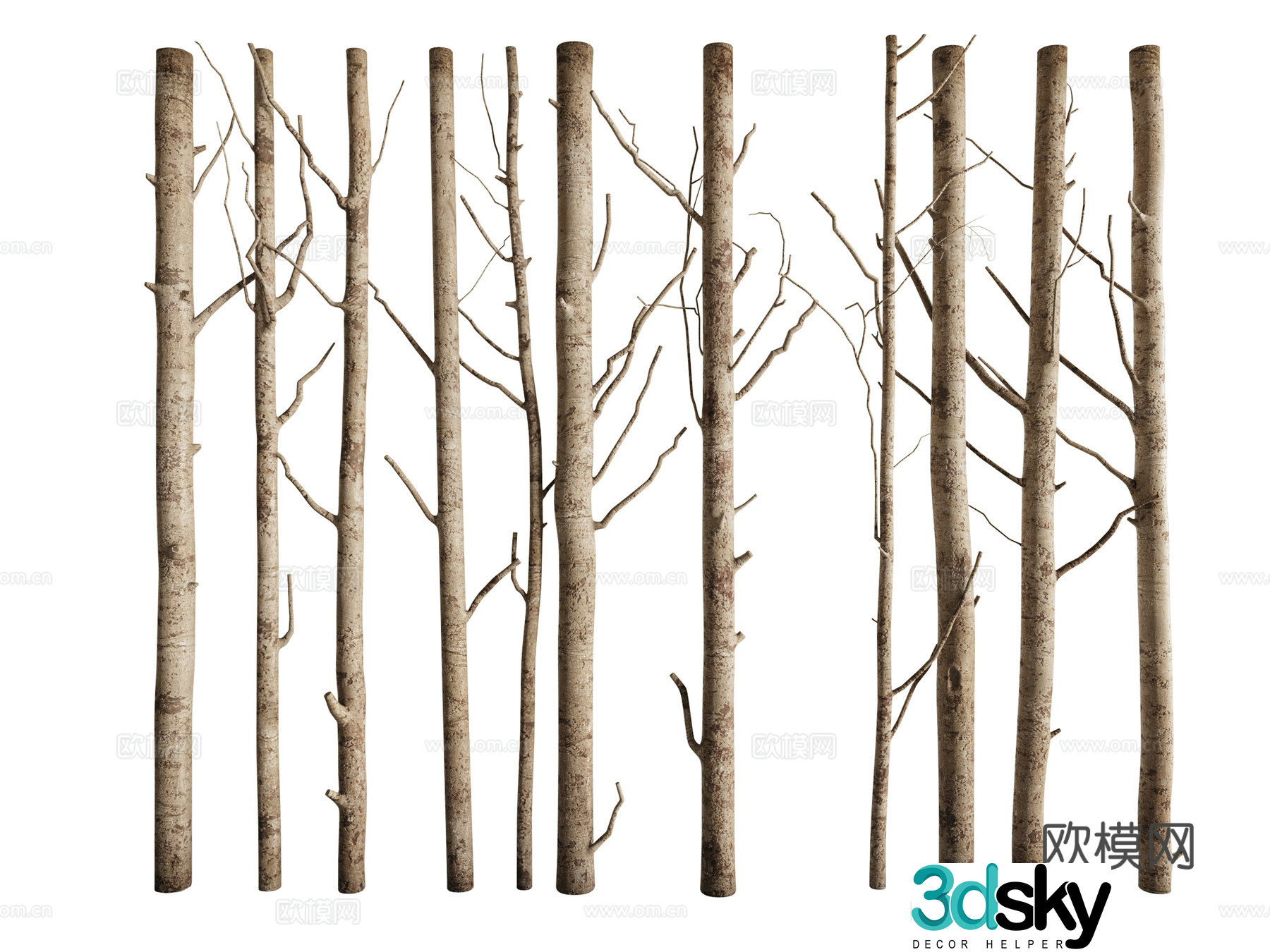 Medieval dead tree trunk partition 3D model