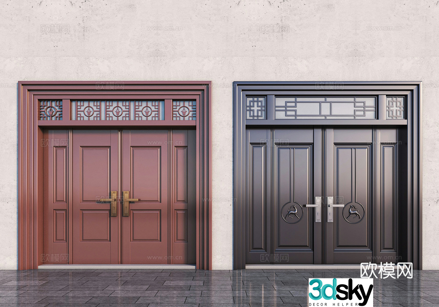 Villa gate entrance door double door 3d model