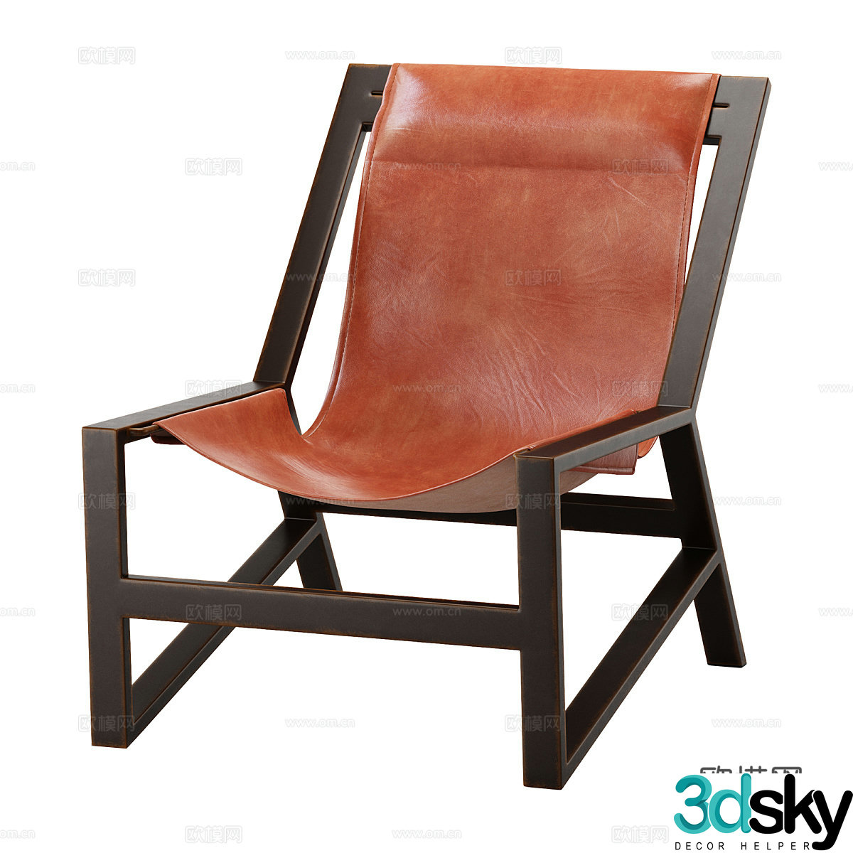 Modern minimalist leisure chair leather chair 3d model