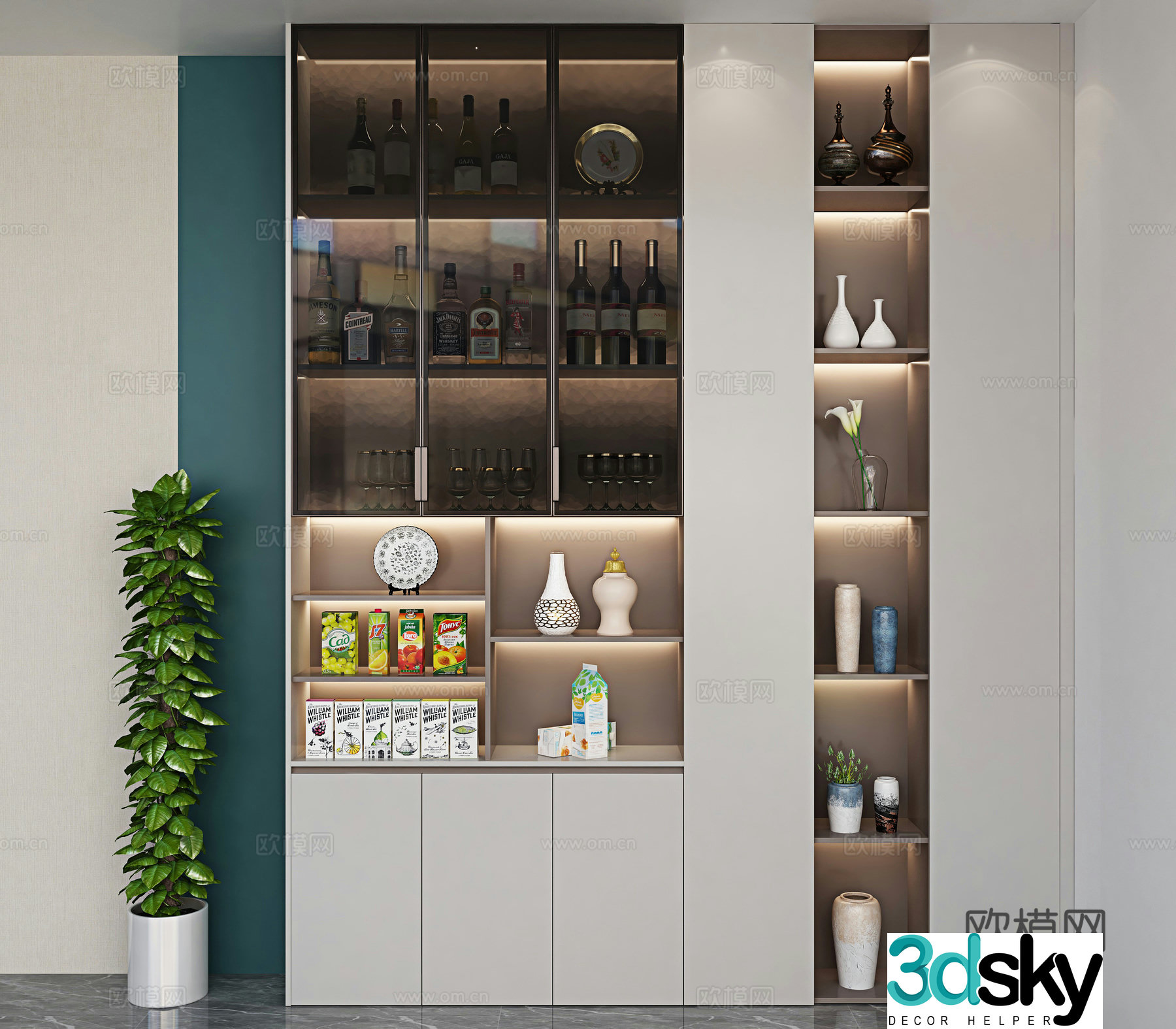 Modern wine cabinet 3d model