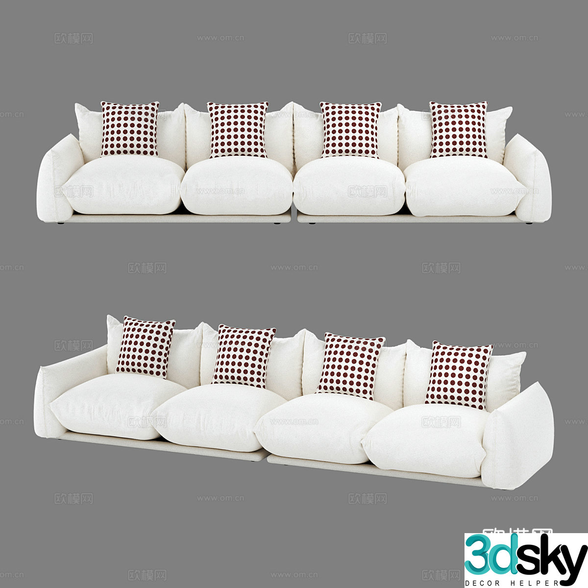 Multi-person sofa upholstered sofa 3d model