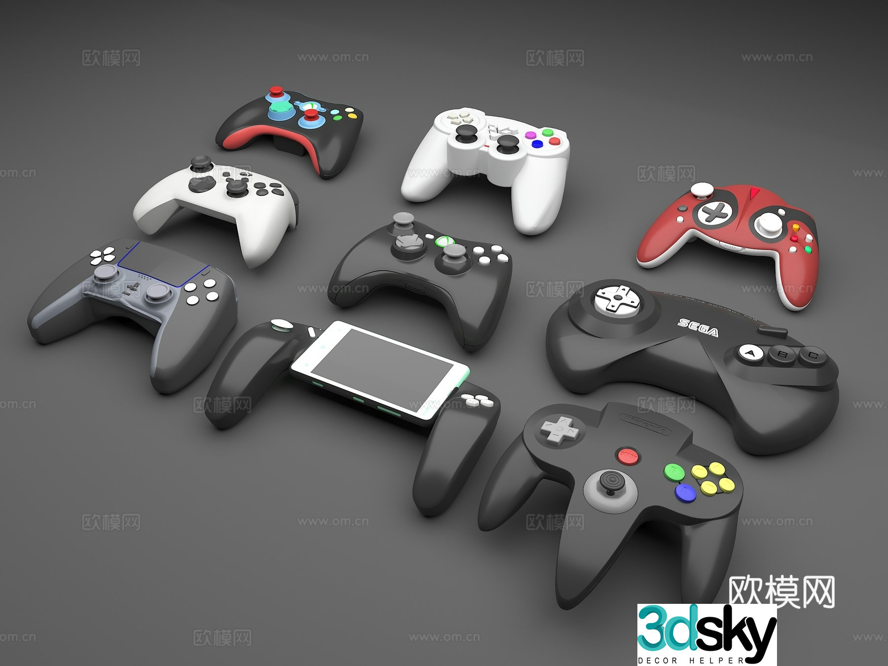 Game Controller Sony Game Controller XBOX Game Controller 3D Model