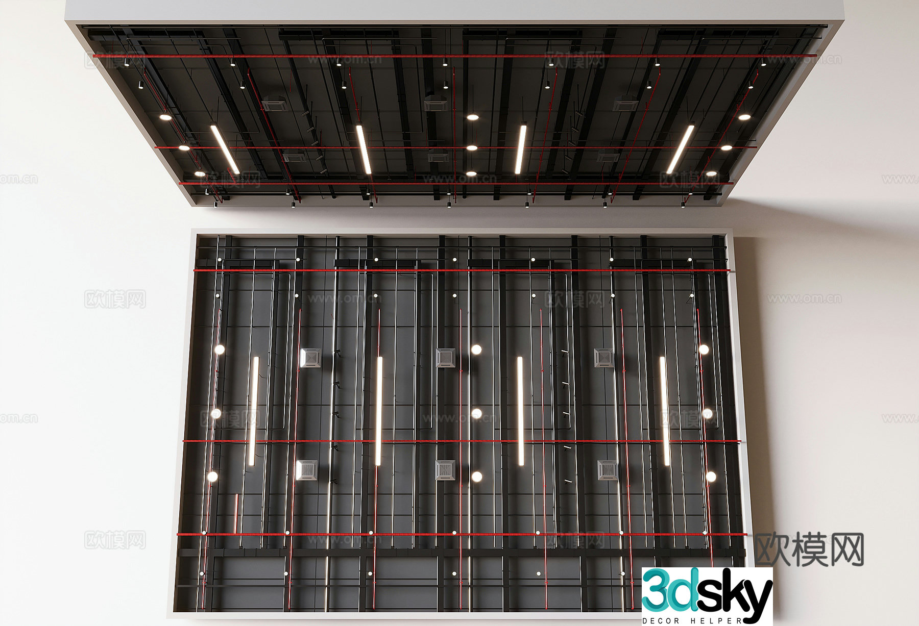 Industrial style ceiling pipe ceiling ceiling pipe 3D model