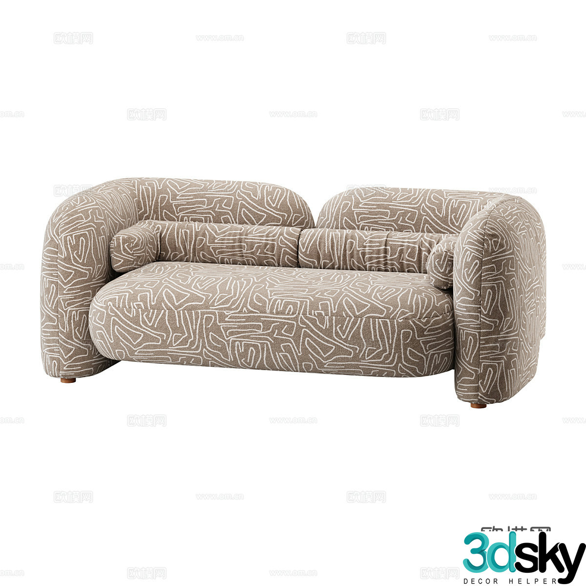 Double sofa upholstered sofa 3d model