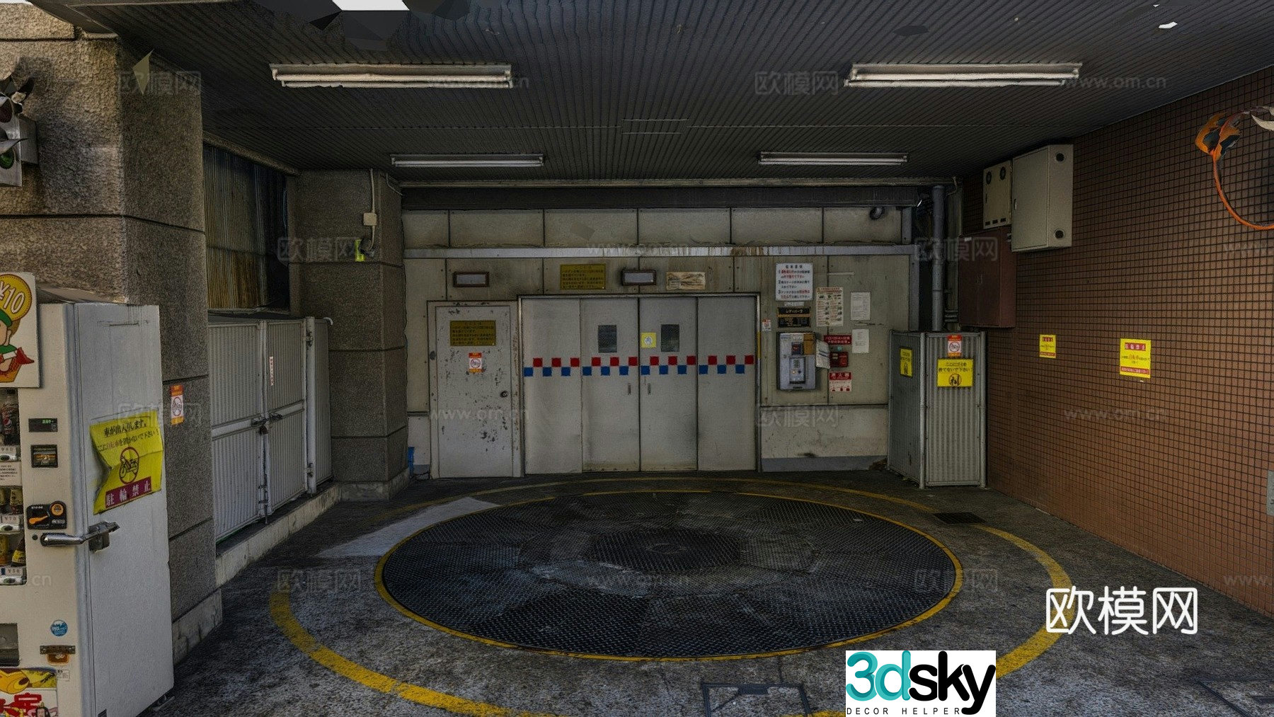 Industrial style warehouse garage 3d model