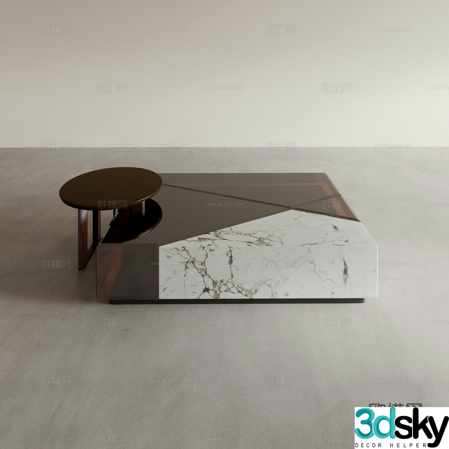 Modern square coffee table acrylic coffee table 3d model