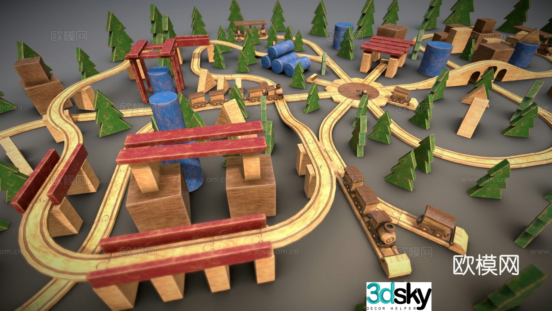 Train set toy 3d model