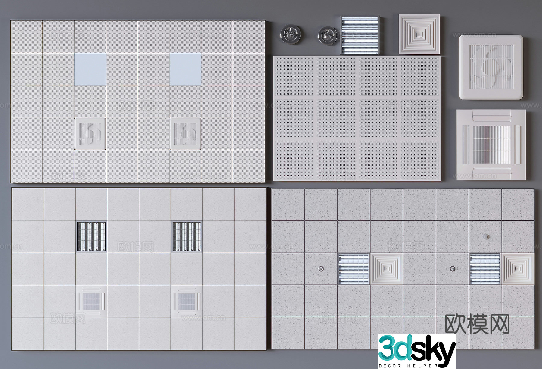 Aluminum gusset ceiling mineral wool board ceiling ceiling 3D model