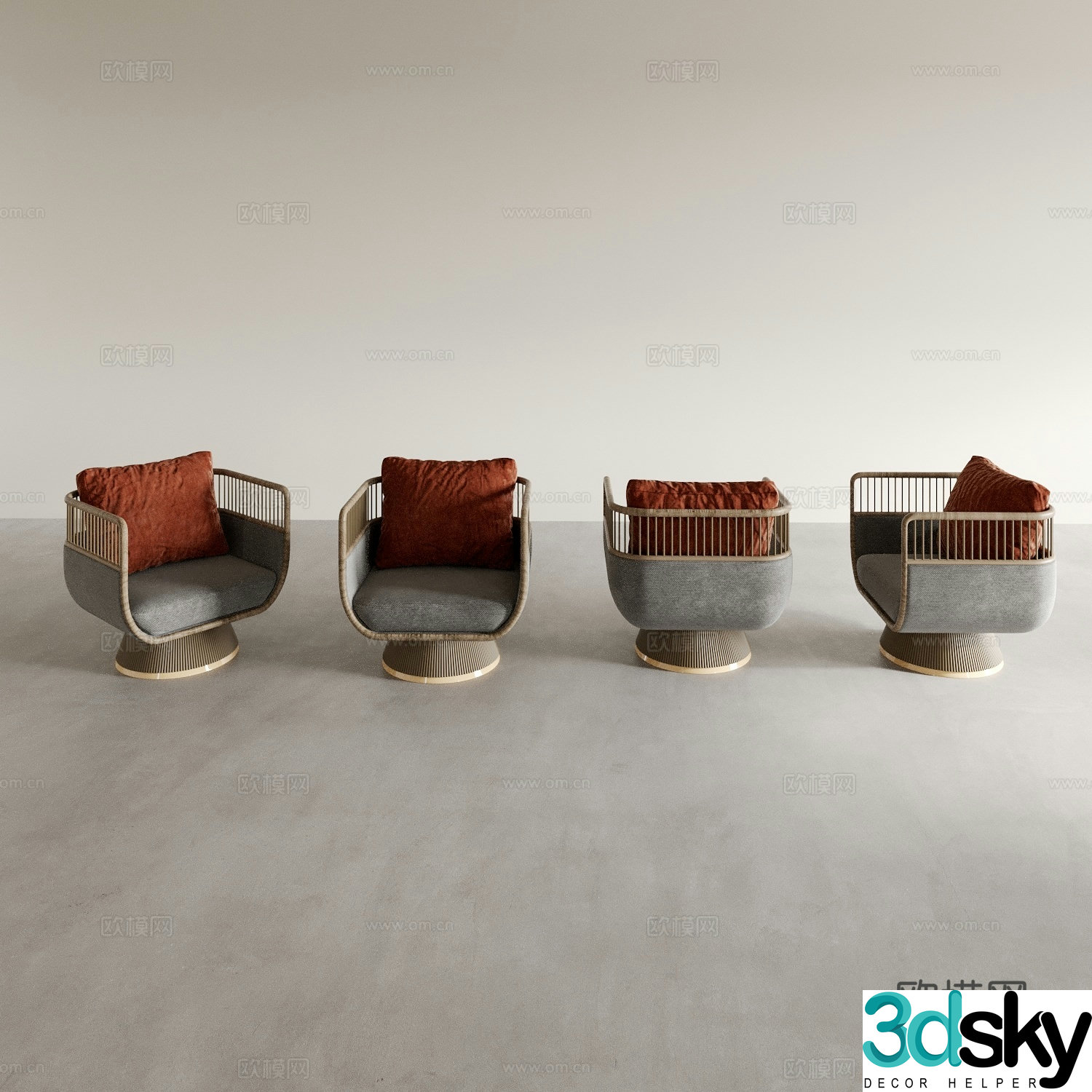 wabi-sabi chair leisure chair armchair 3d model