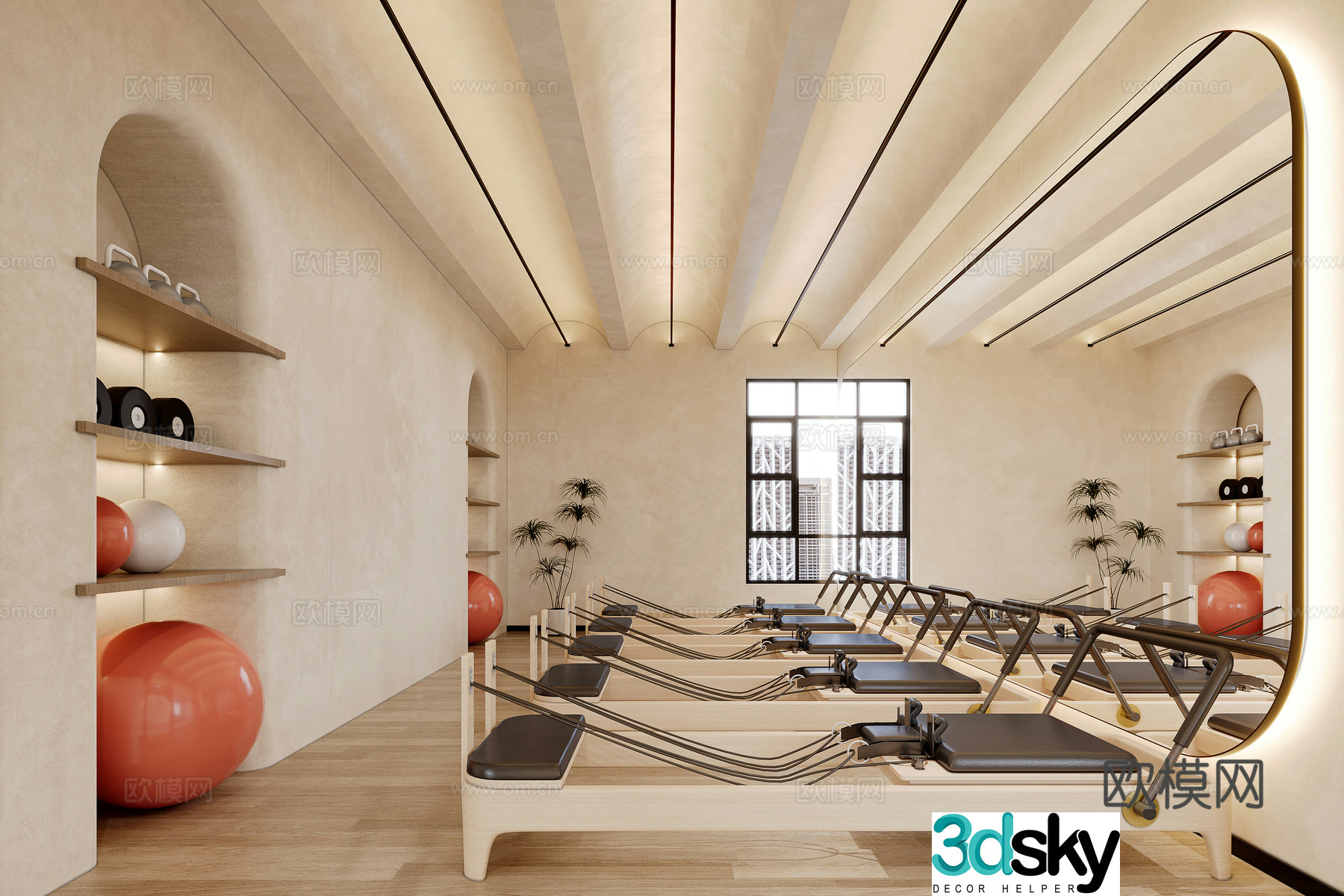 Modern yoga room pilates 3d model