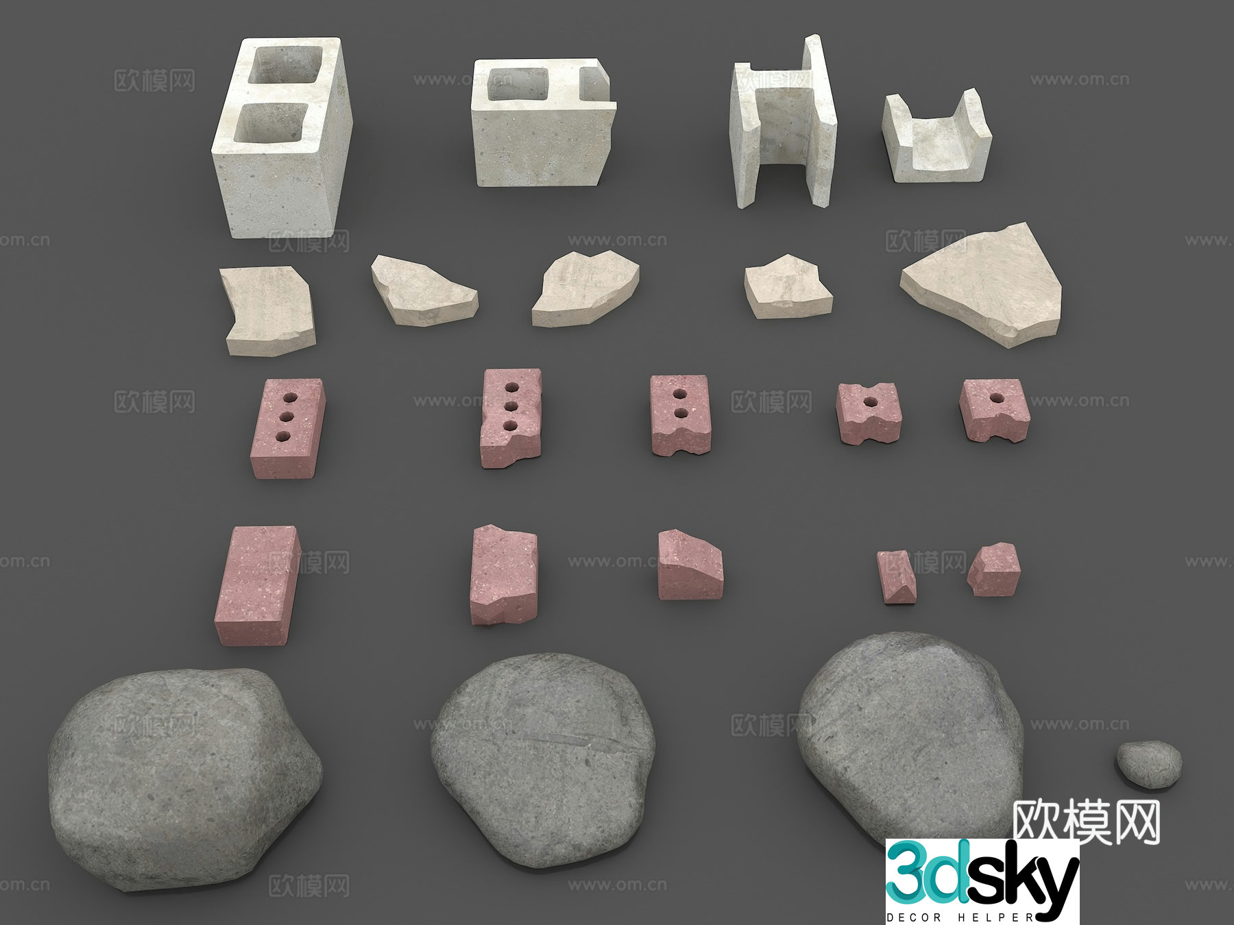 stone bricks stones bricks 3d model