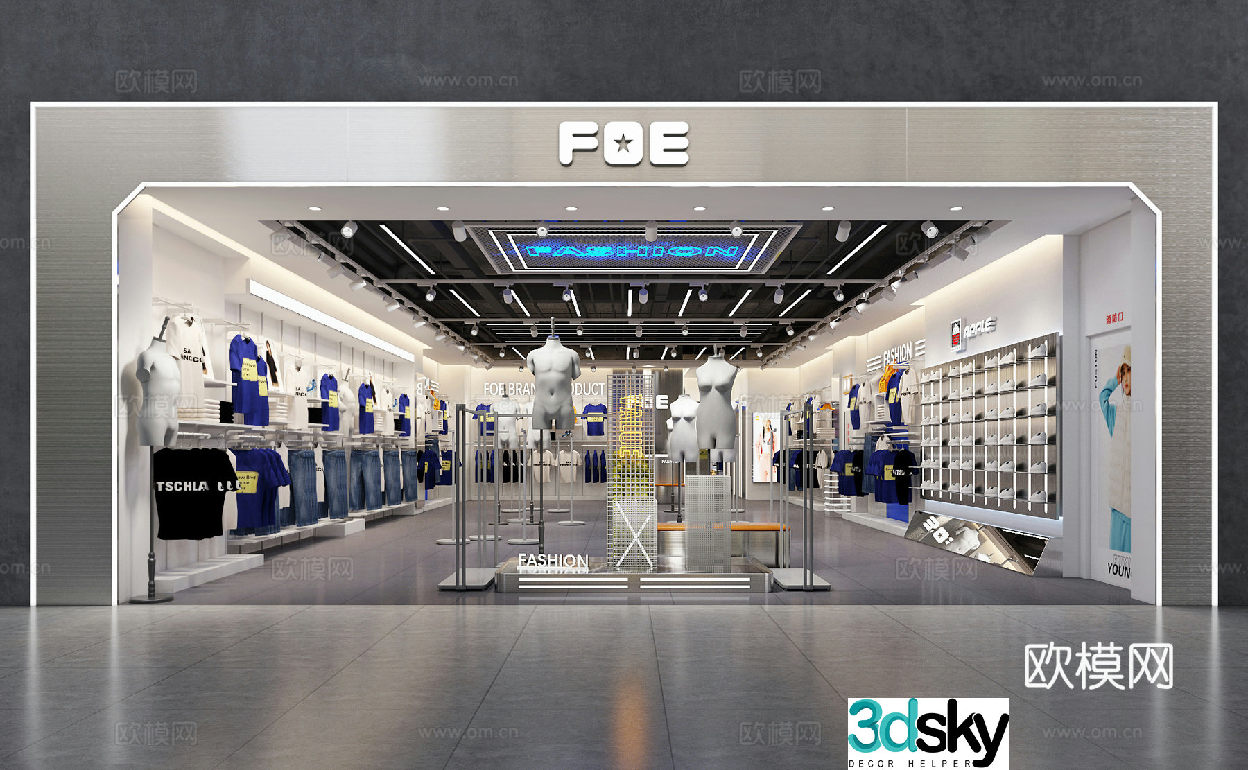 Modern clothing store men’s clothing store 3d model