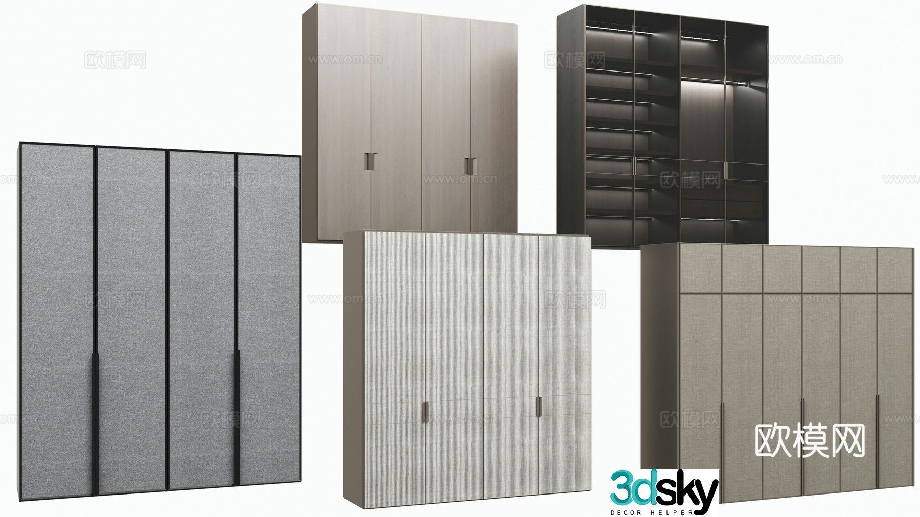 Modern wardrobe doorless wardrobe finished wardrobe 3d model
