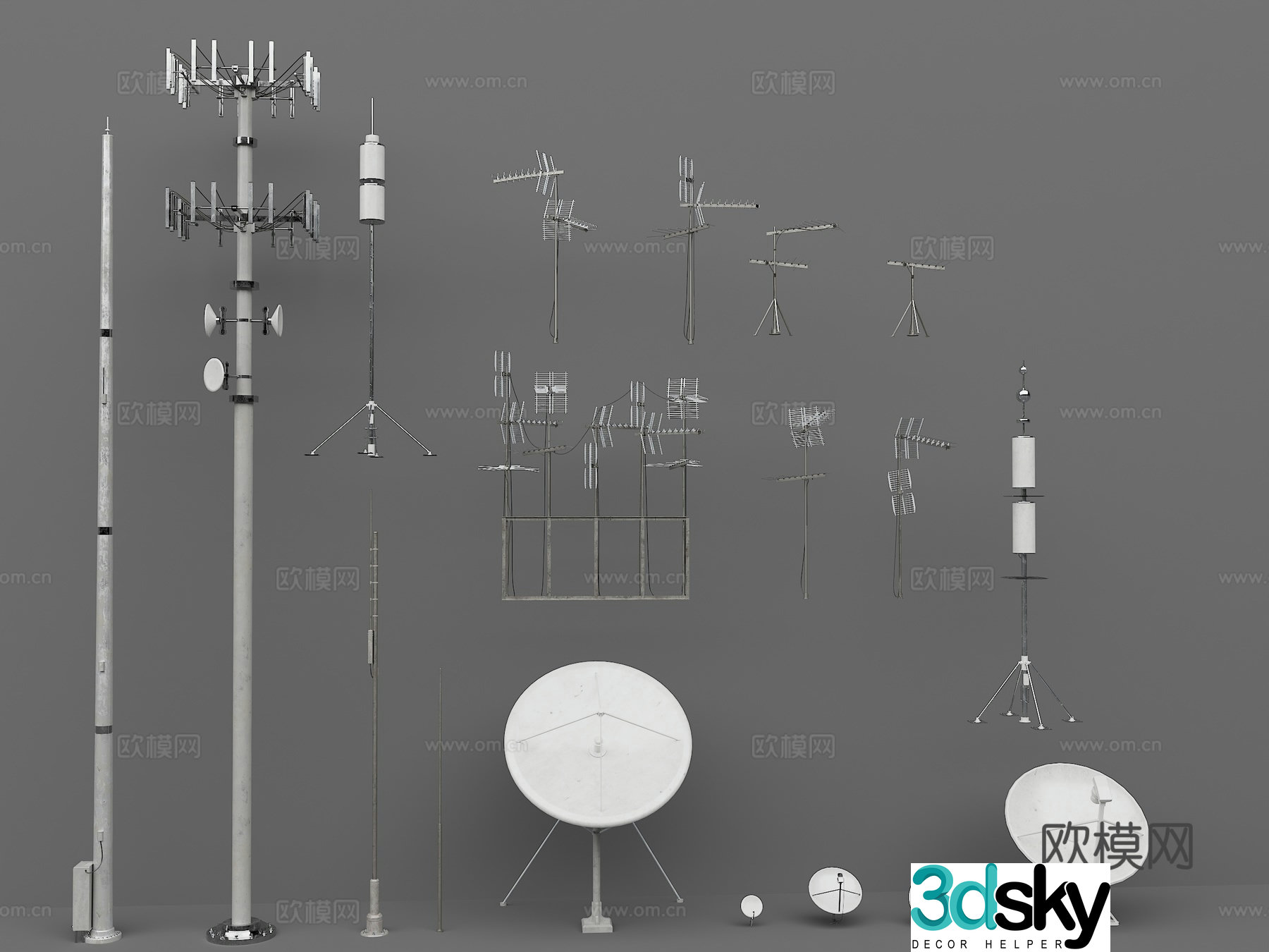 Antenna signal tower signal line signal receiver 3d model