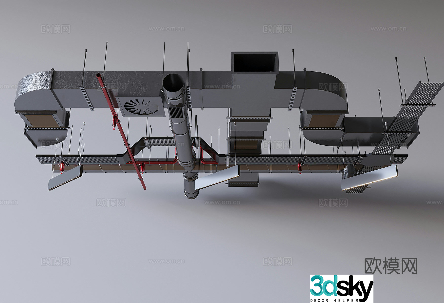 Industrial style ceiling pipe ceiling ceiling pipe 3D model