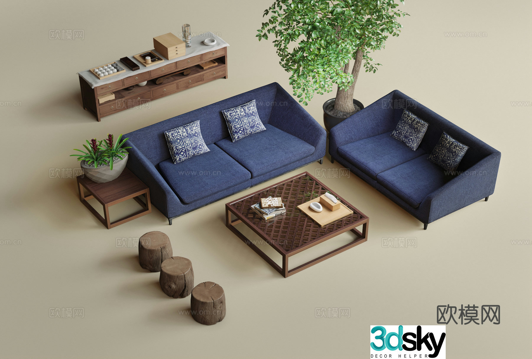 Medieval style modular sofa 3D model