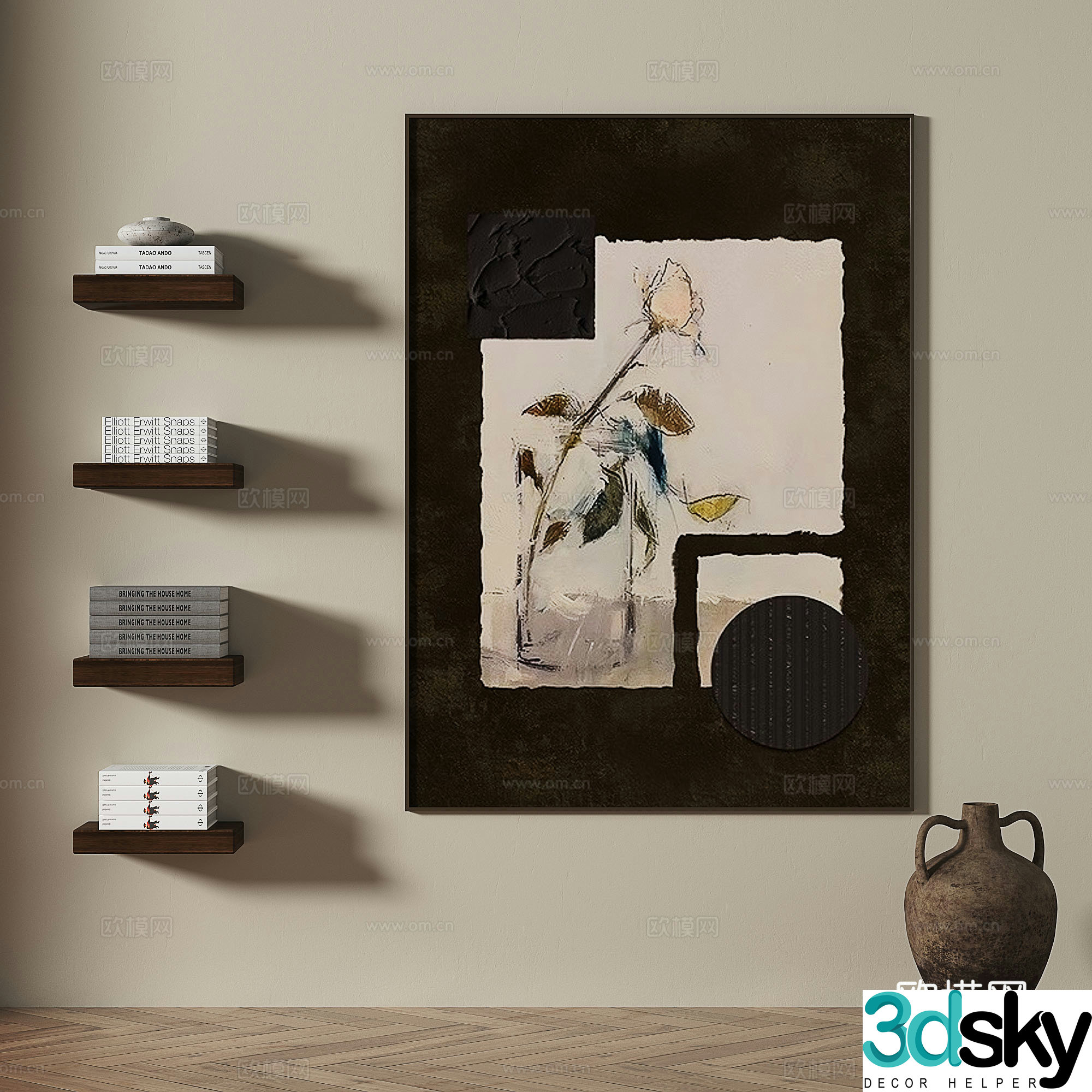 Medieval style texture painting decorative painting hanging painting 3D model