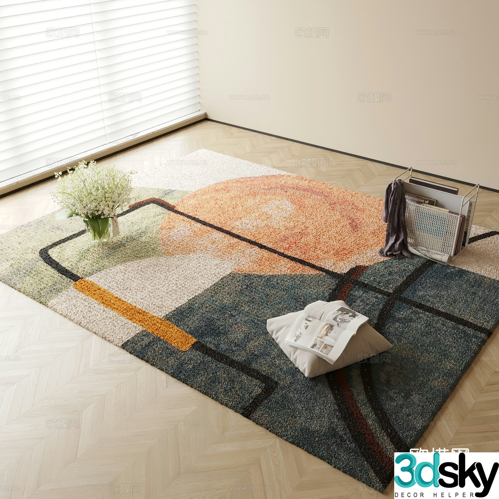 Modern carpet Square carpet 3d model
