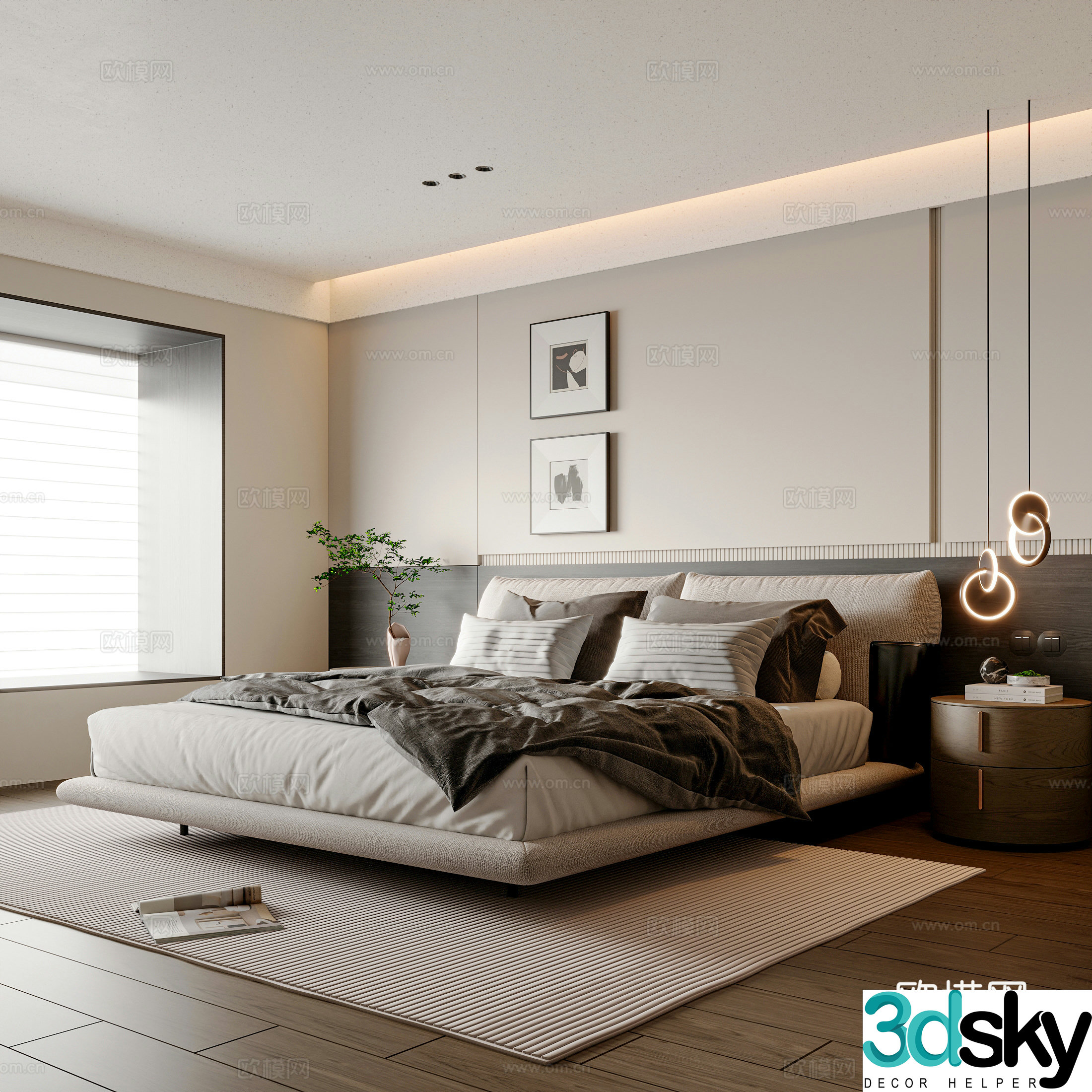 Modern bedroom master bedroom 3d model