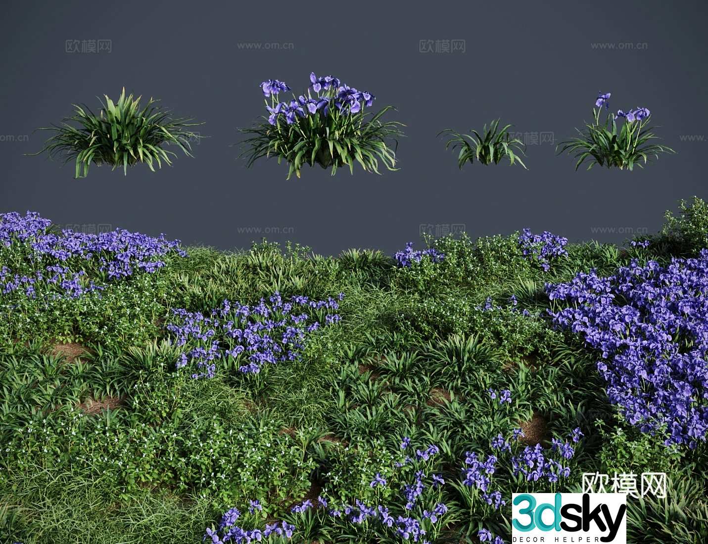 Modern lawn lawn wellside grass lawn shrub 3d model