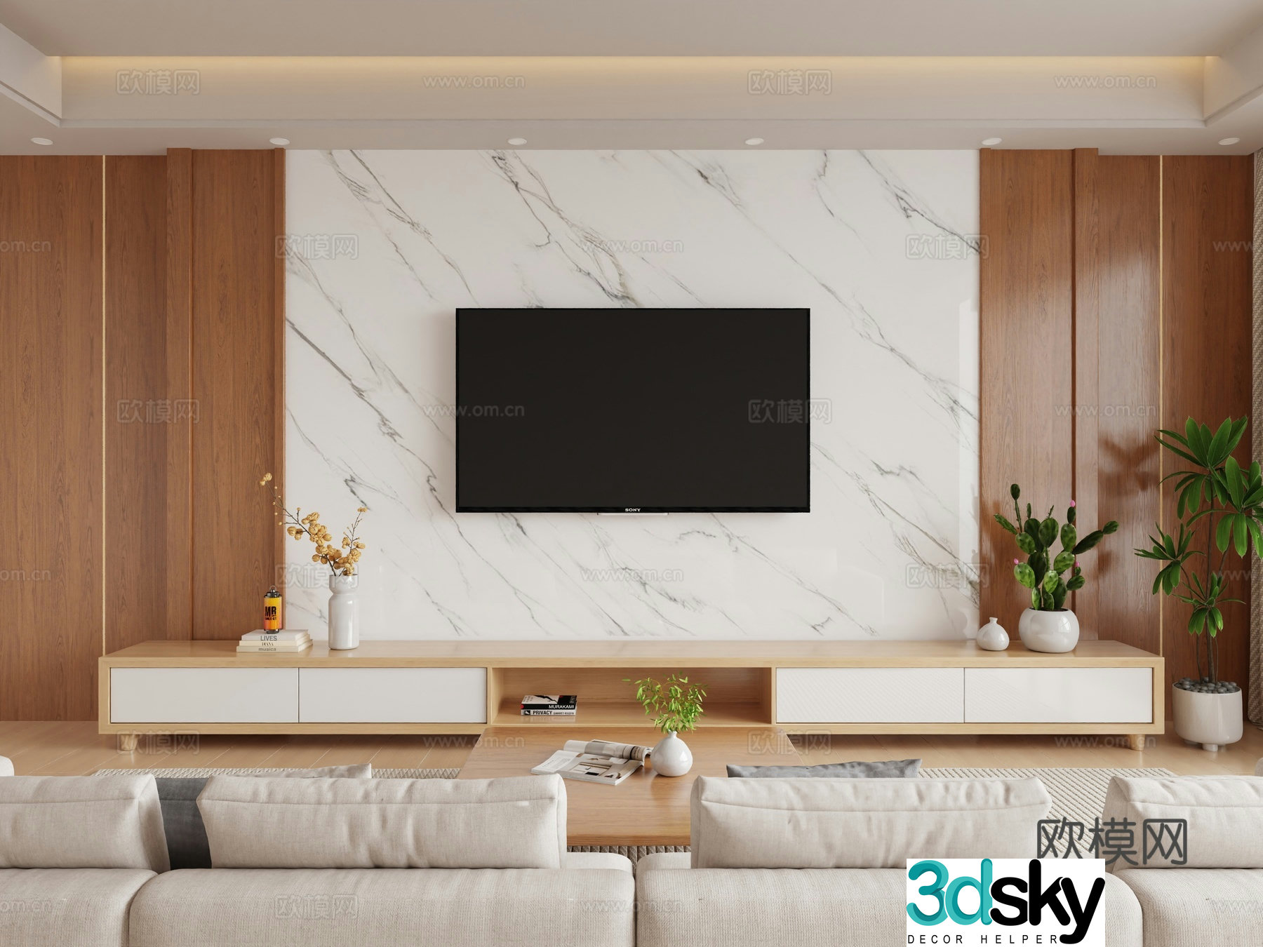 Modern background wall TV background 3d model