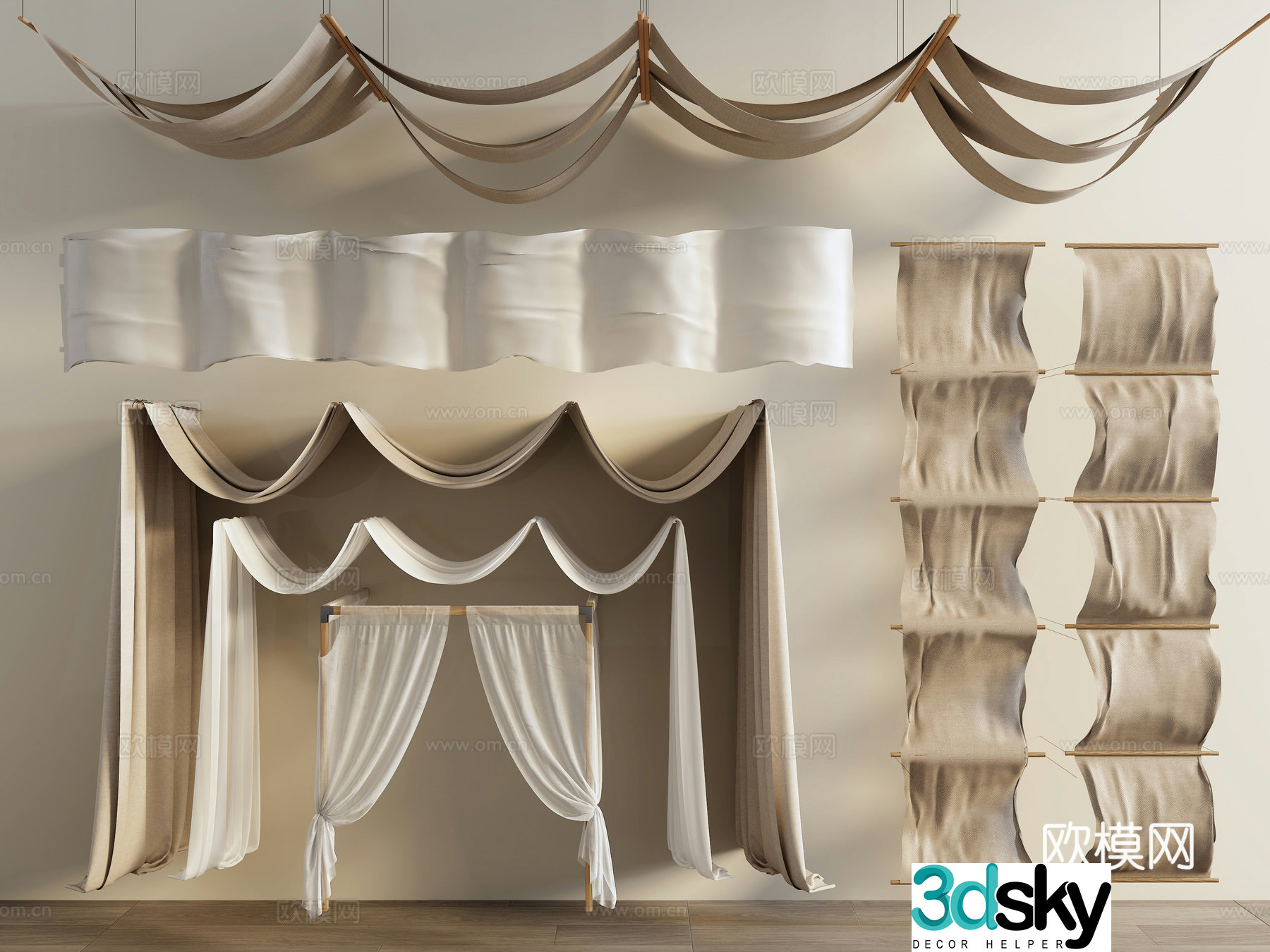 Modern curtain ceiling curtain ceiling curtain 3D model