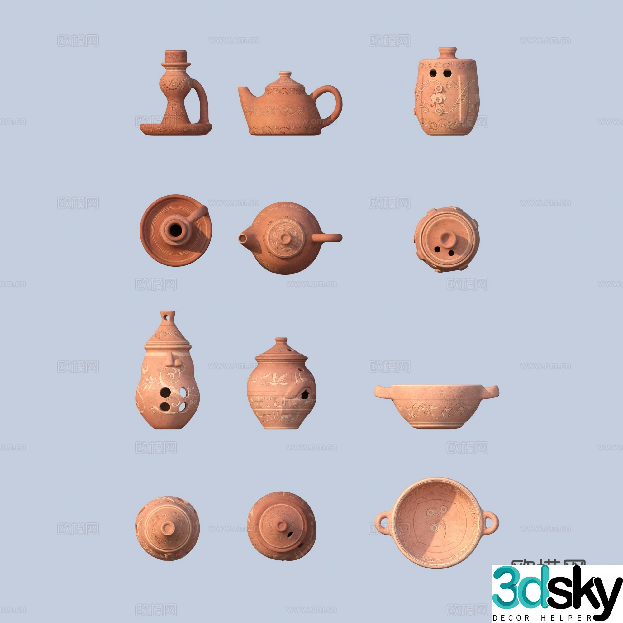 Clay pot earthen pot jar clay pot porcelain clay vessel 3d model