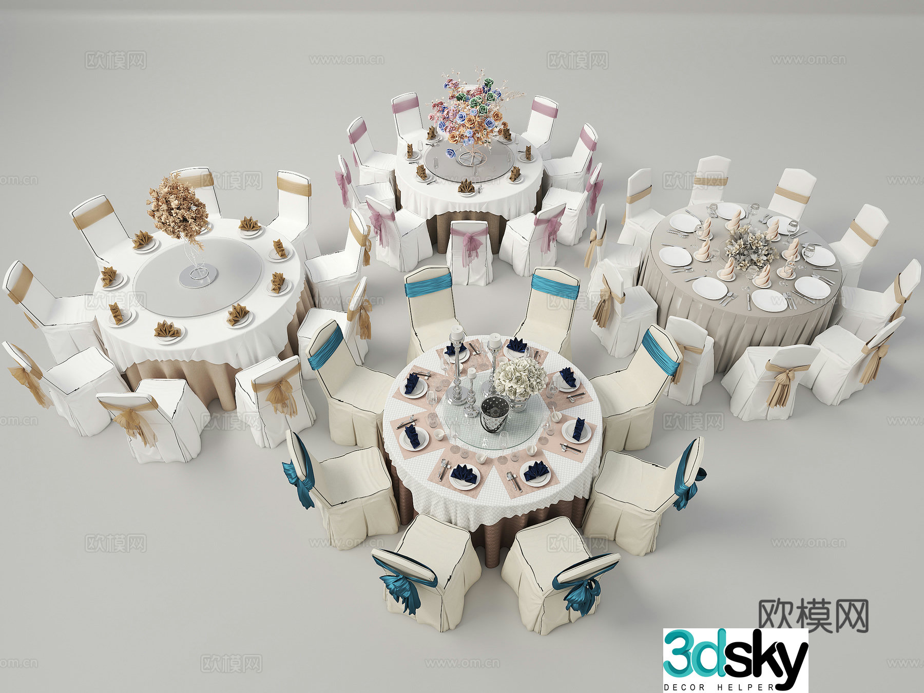 Banquet hall tables and chairs auditorium tables and chairs hotel tables and chairs wedding tables and chairs 3d model