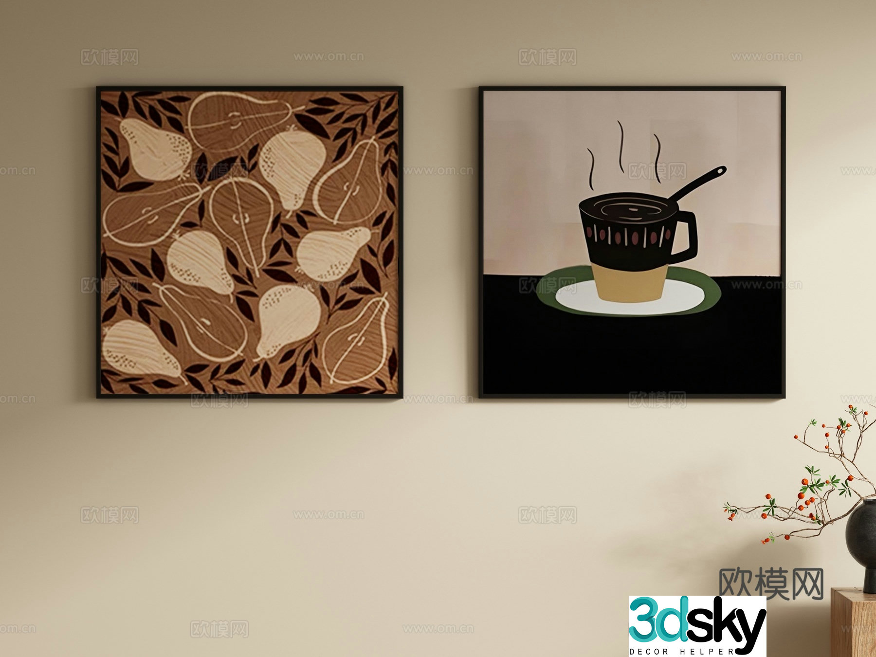 Oil painting decorative painting abstract hanging painting 3d model