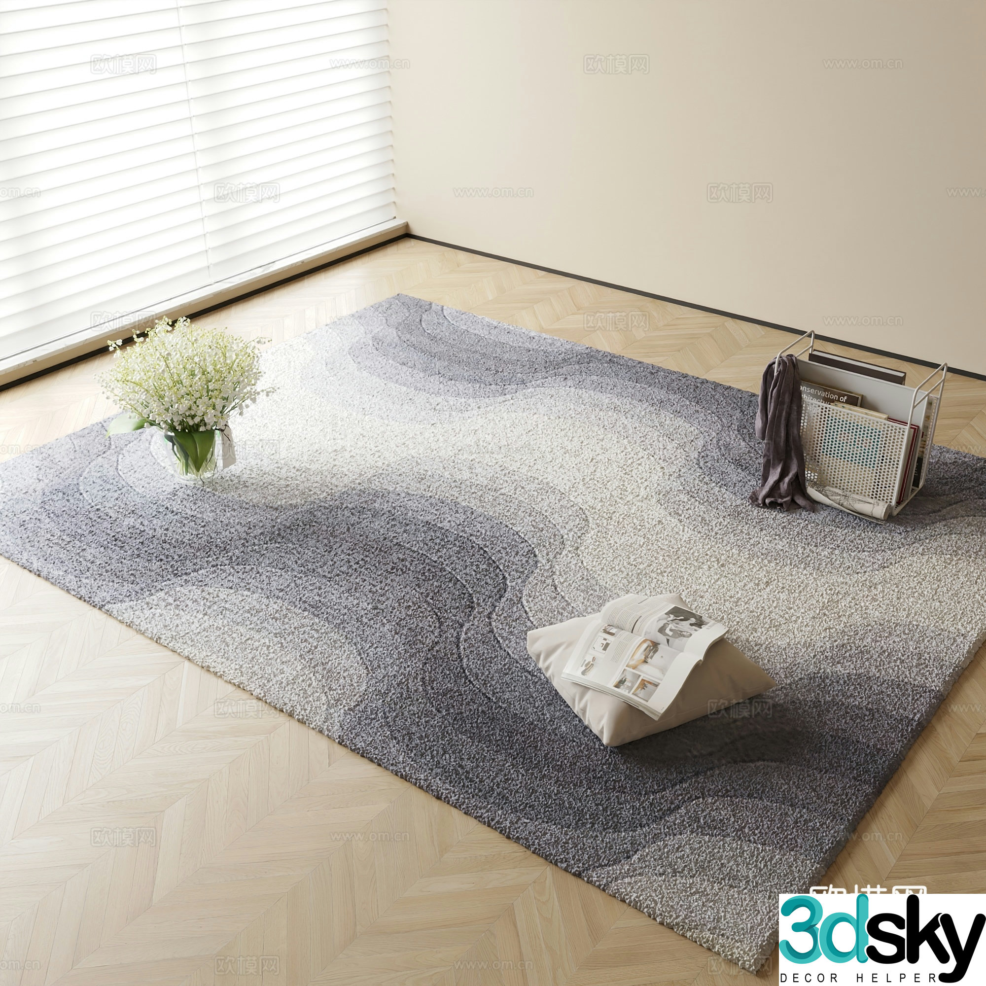 Modern carpet square rug 3d model