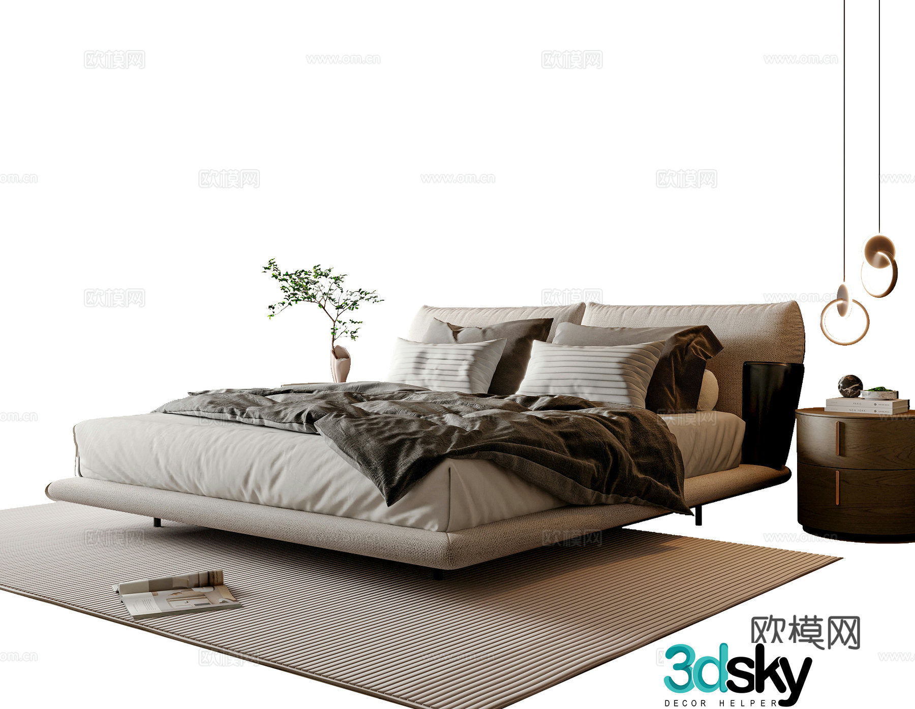 Modern double bed 3d model