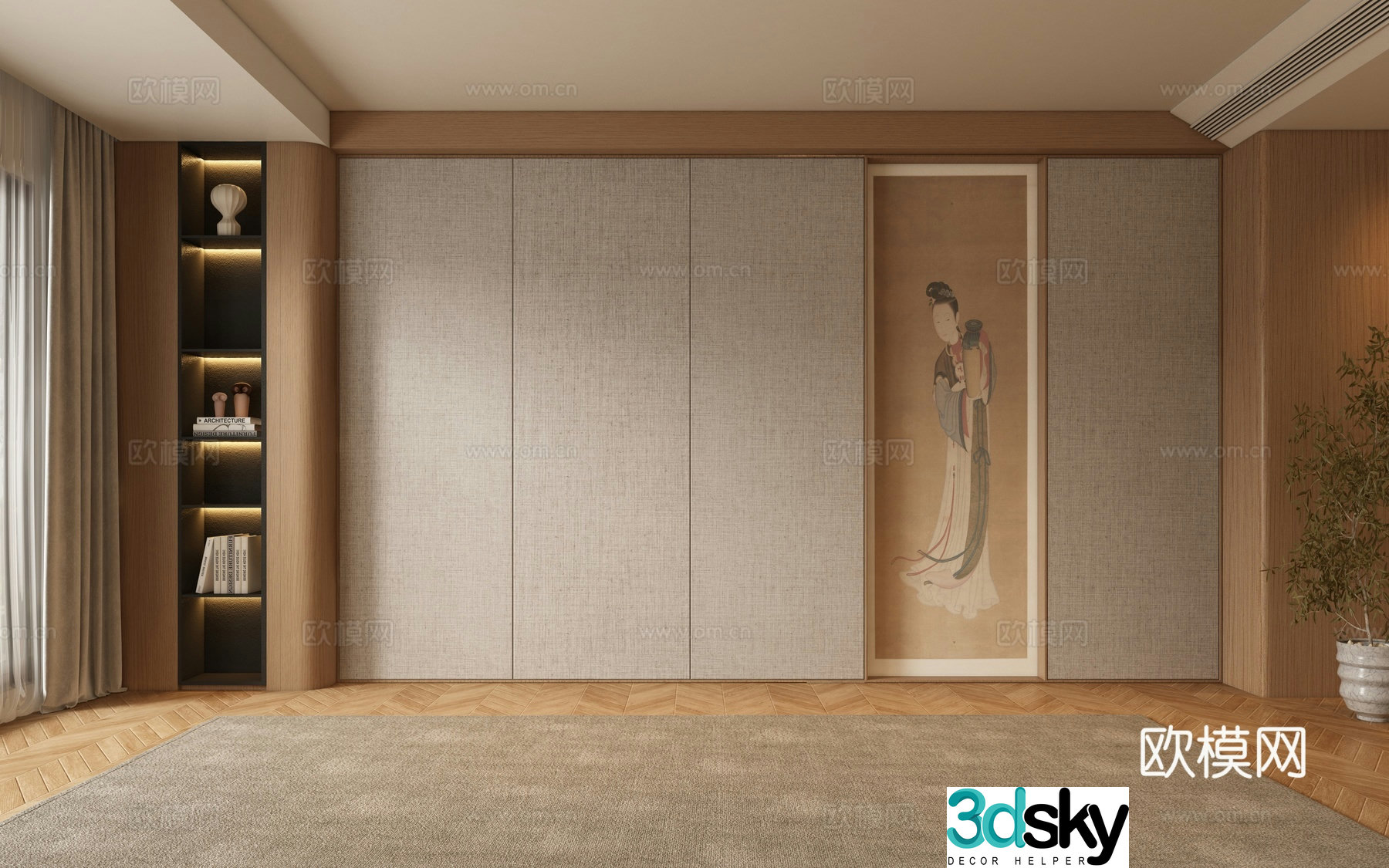 New Chinese style sofa background wall 3d model