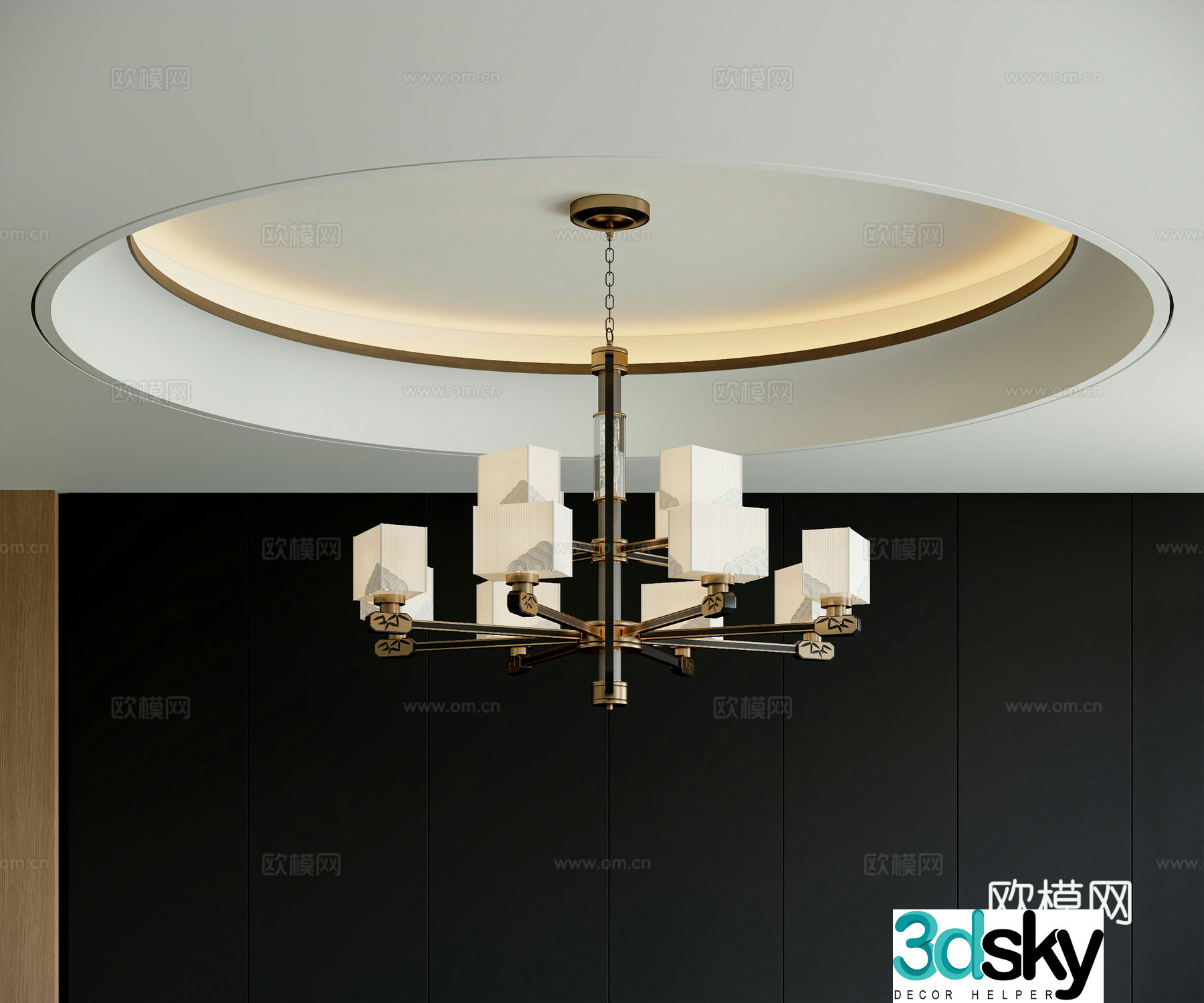 New Chinese style chandelier multi-head chandelier 3d model