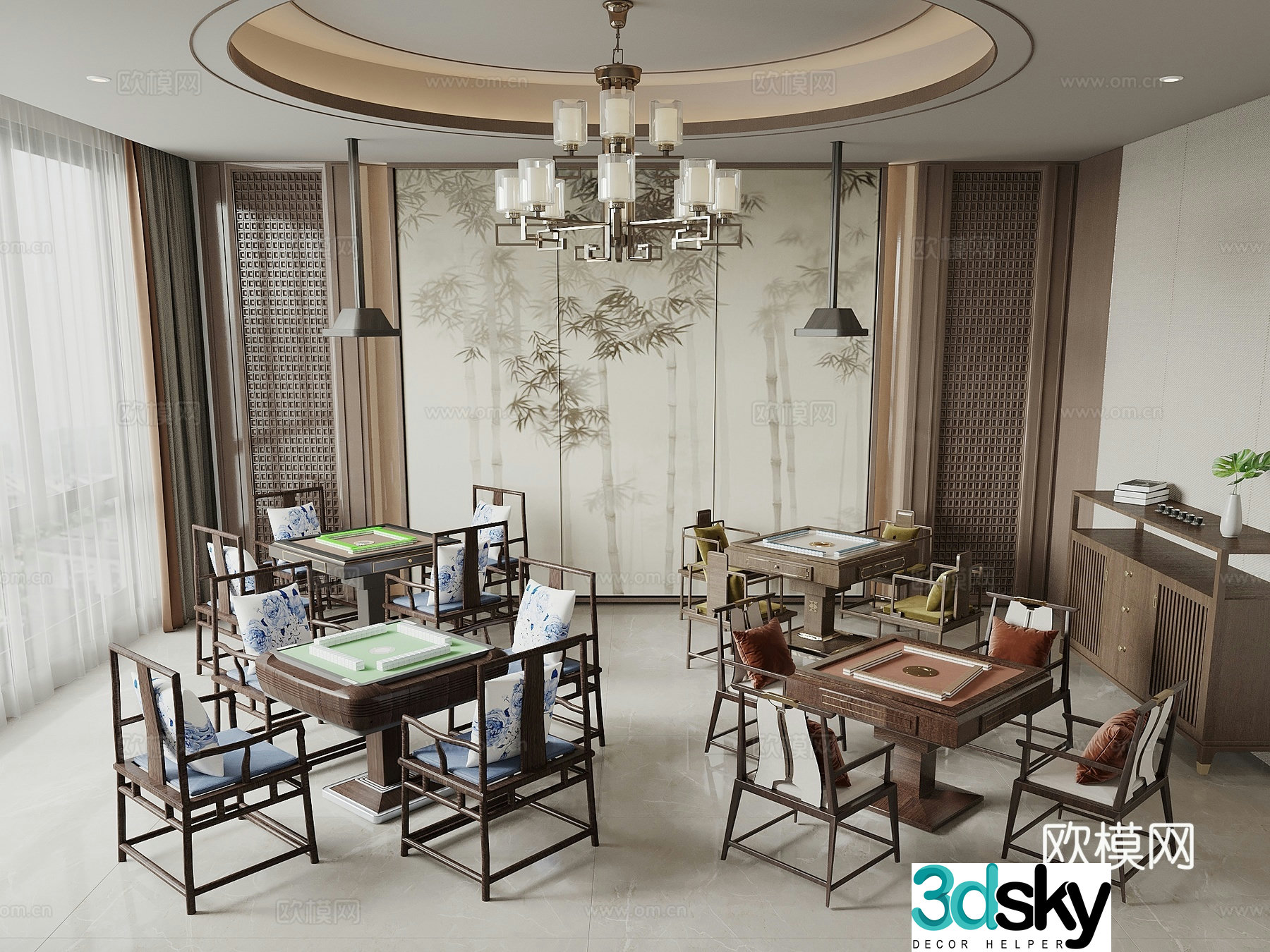 New Chinese chess and card room 3D model