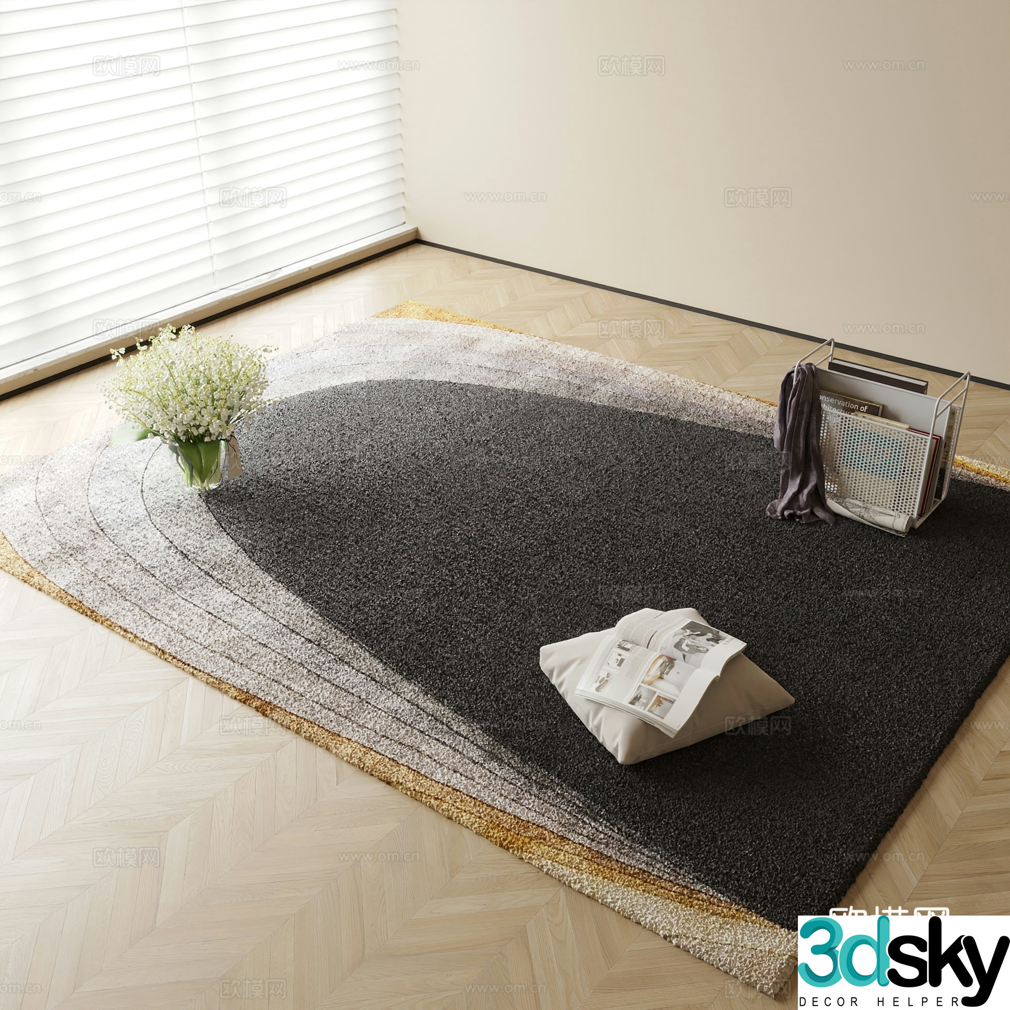 Modern black gold carpet 3d model