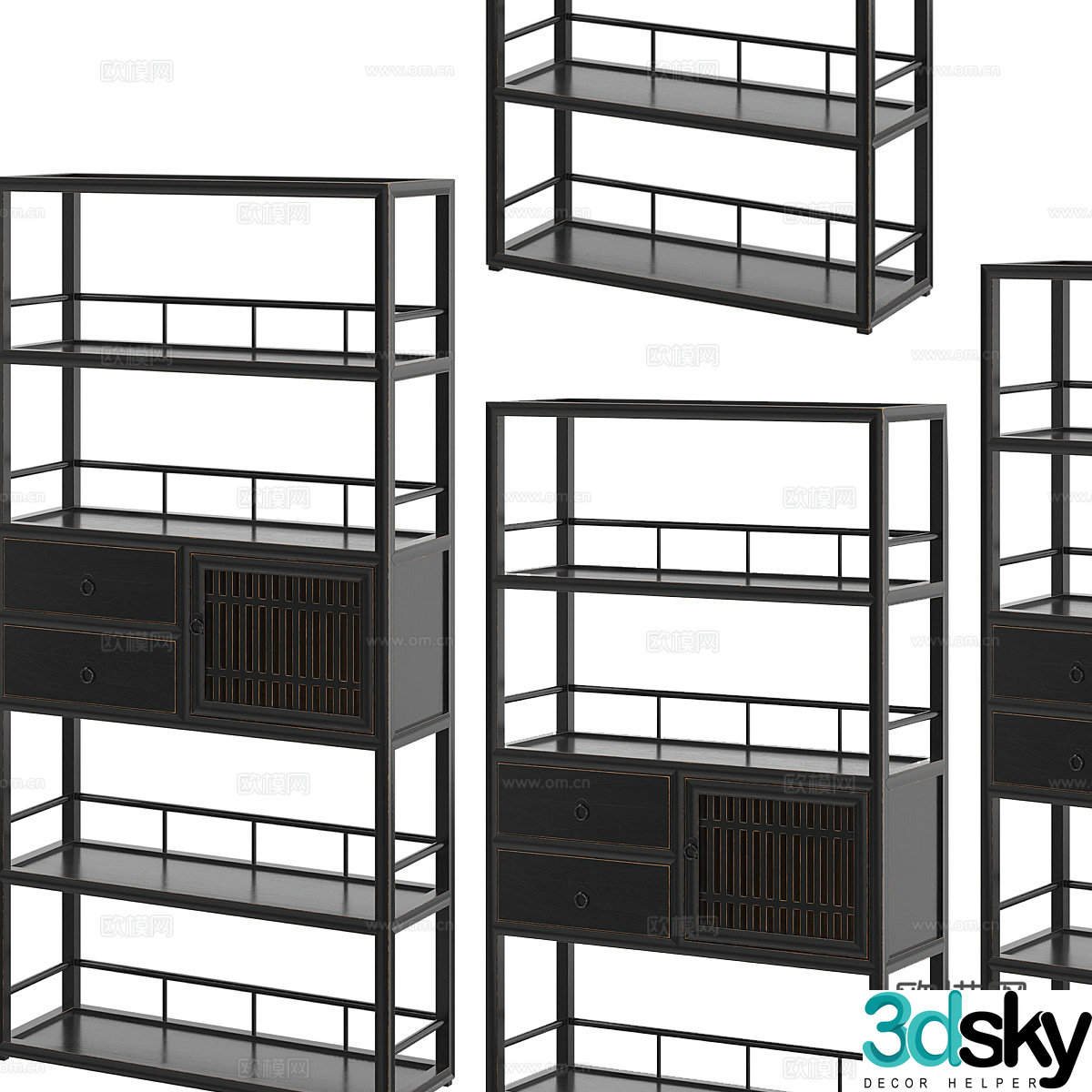 Nordic decorative cabinet shelf 3d model