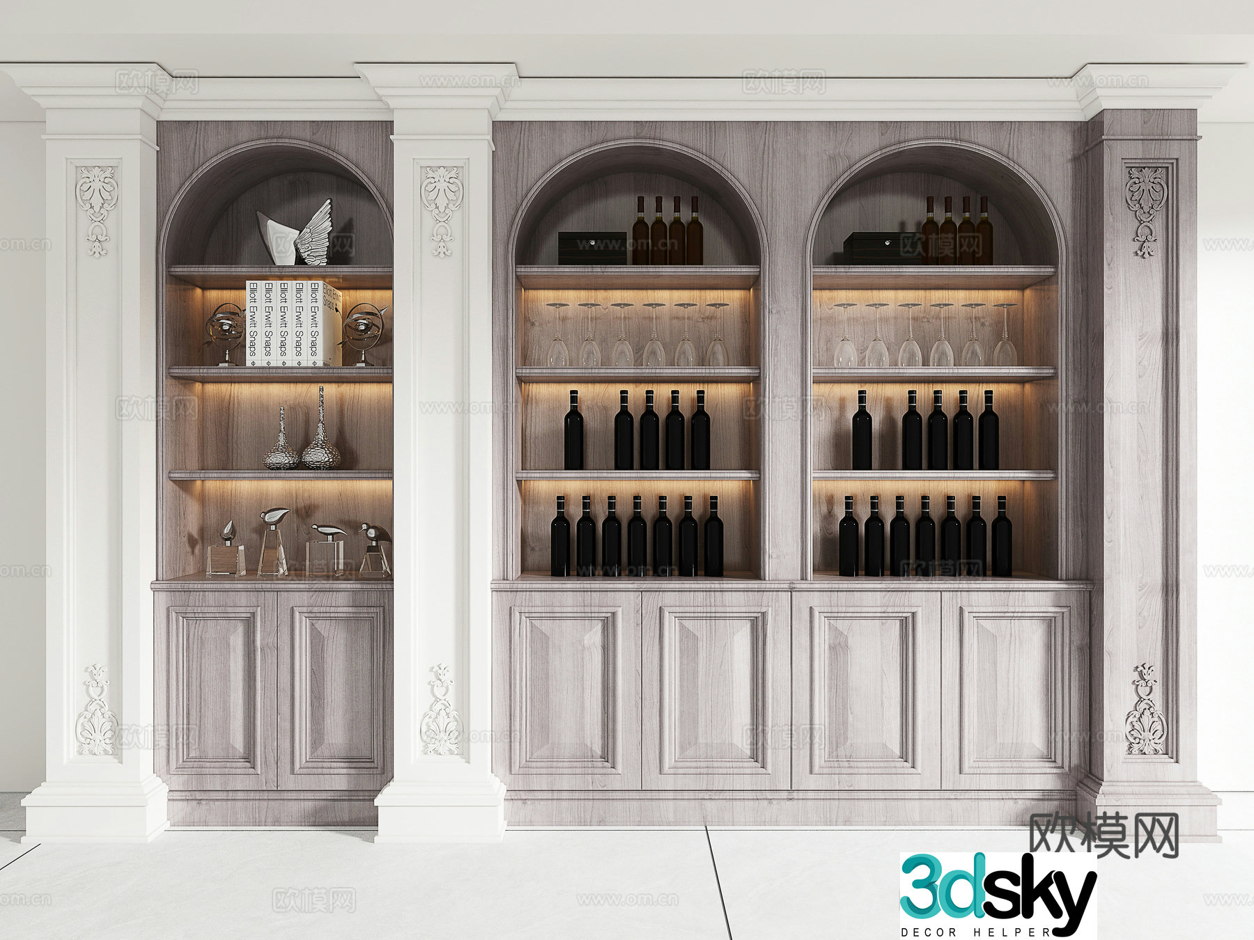 American wine cabinet 3d model