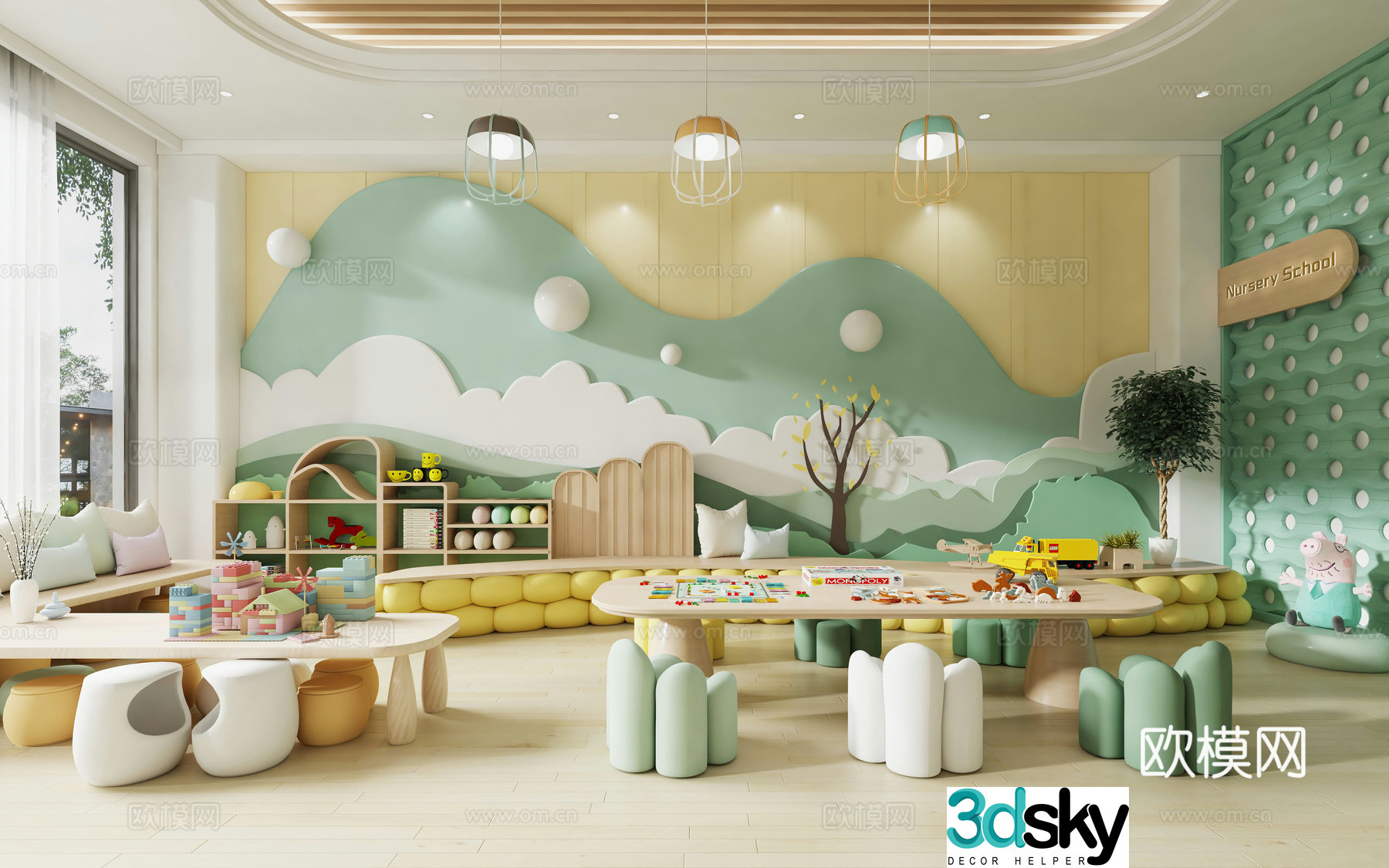 Modern children’s toy room kindergarten classroom activity room 3d model