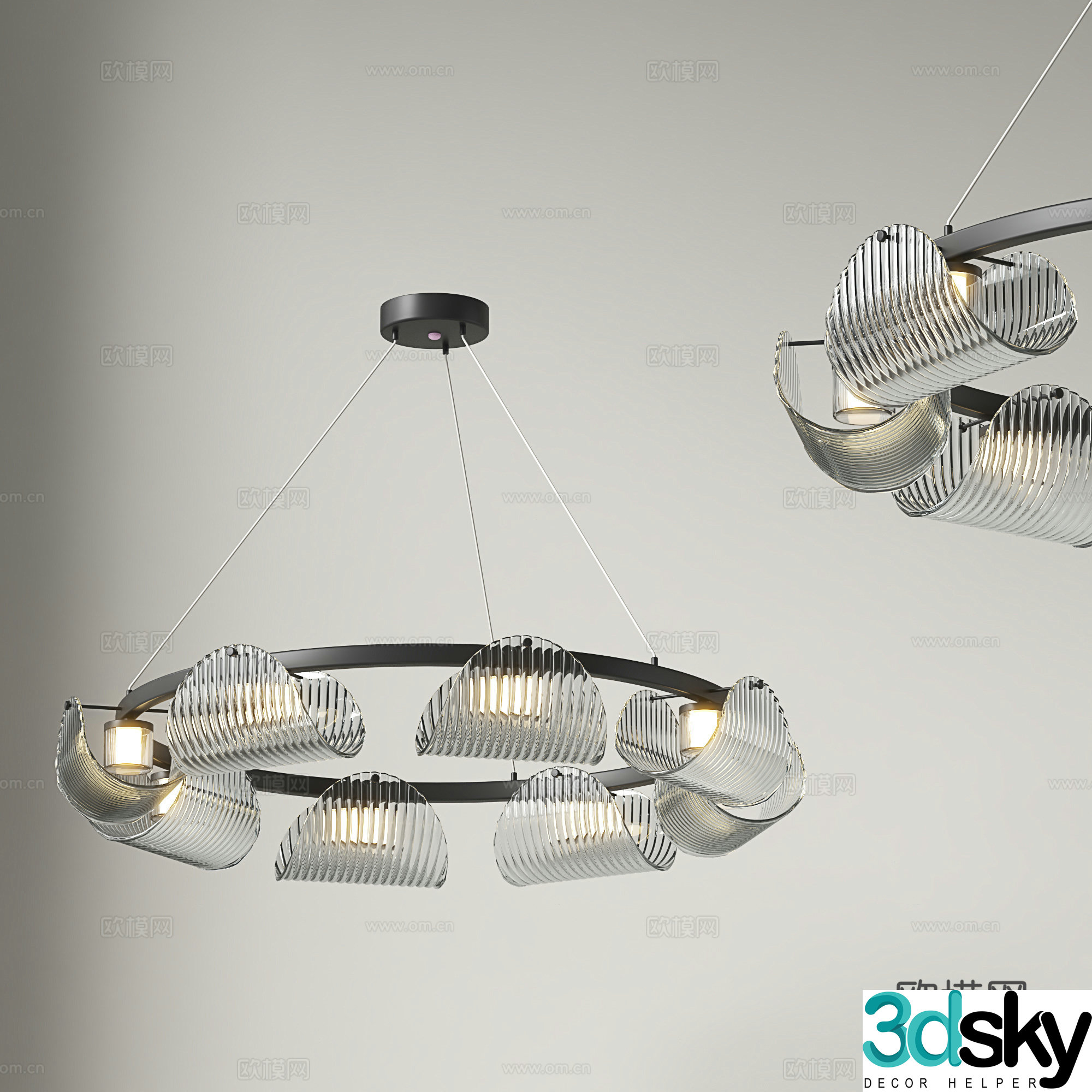 Nordic chandelier living room chandelier glass chandelier 3d model