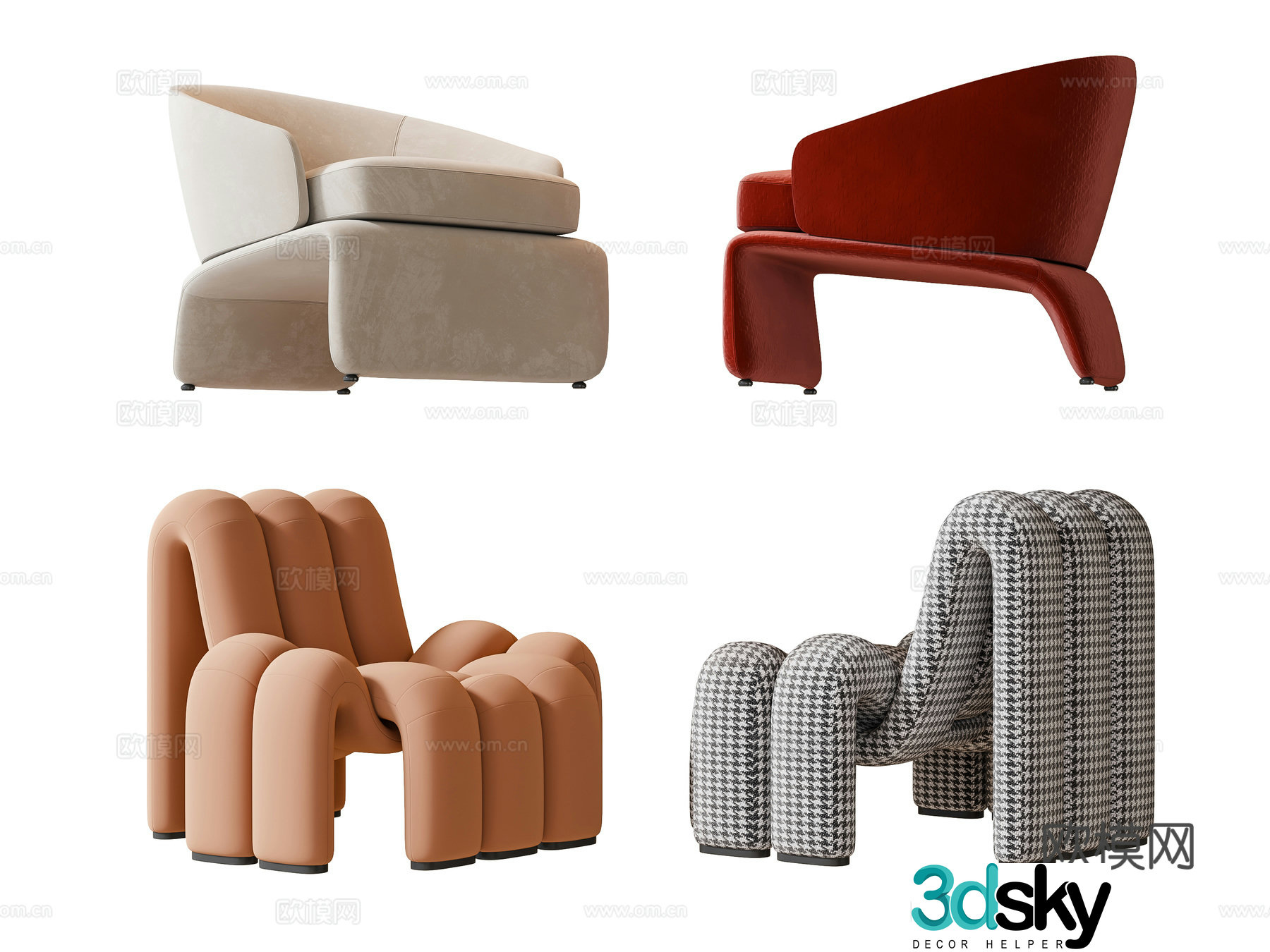 Single sofa leisure sofa 3d model