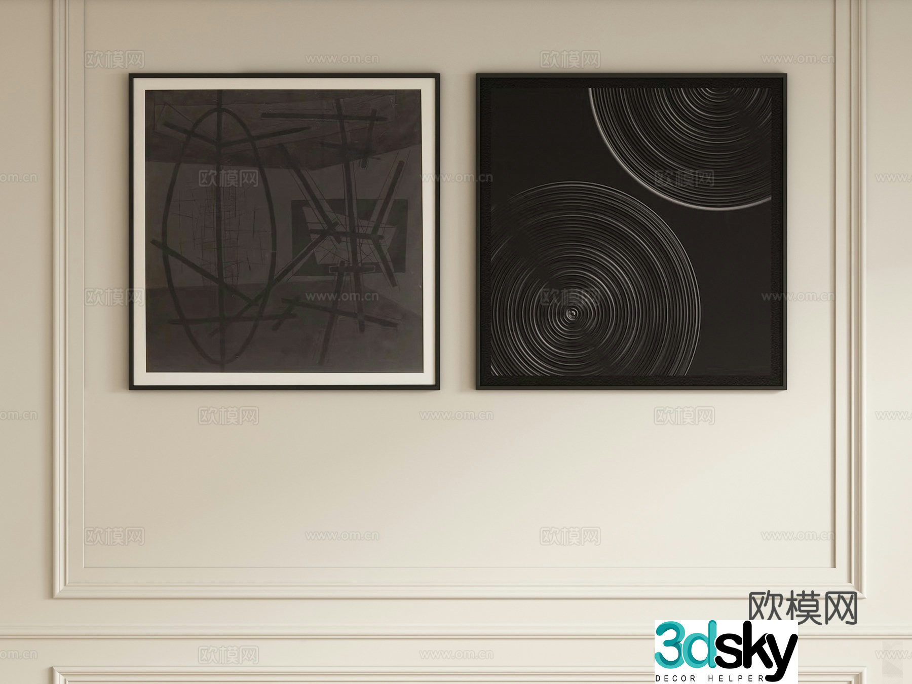 Modern decorative painting art hanging 3d model