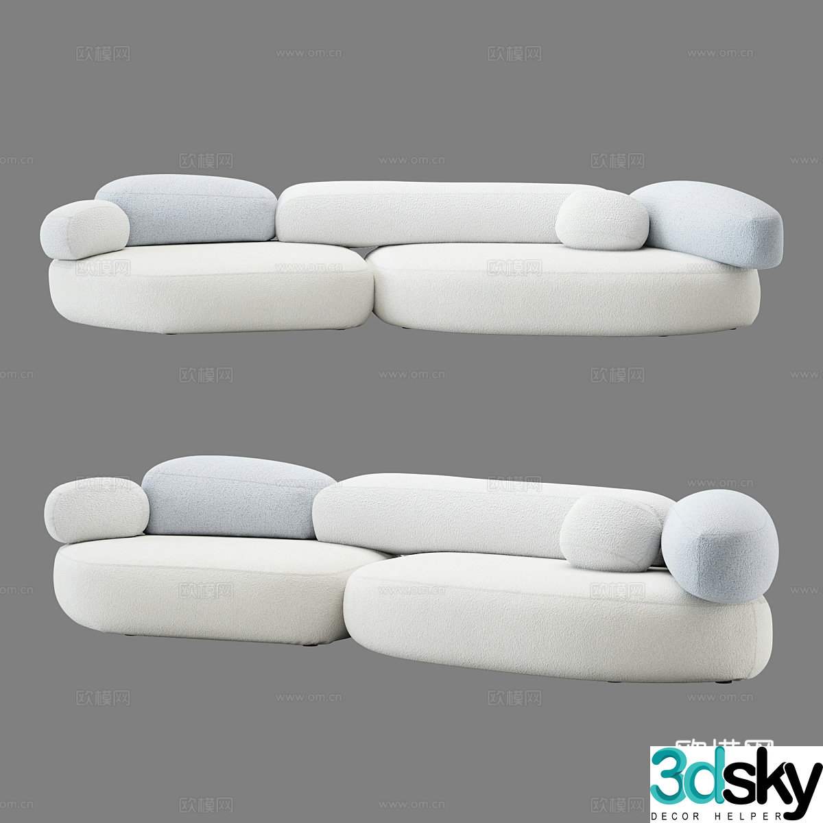 multi-person sofa backrest sofa 3d model