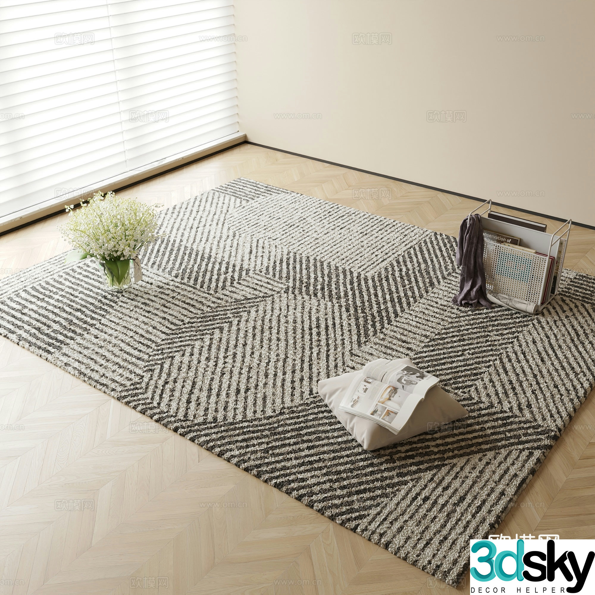 striped carpet square carpet 3d model