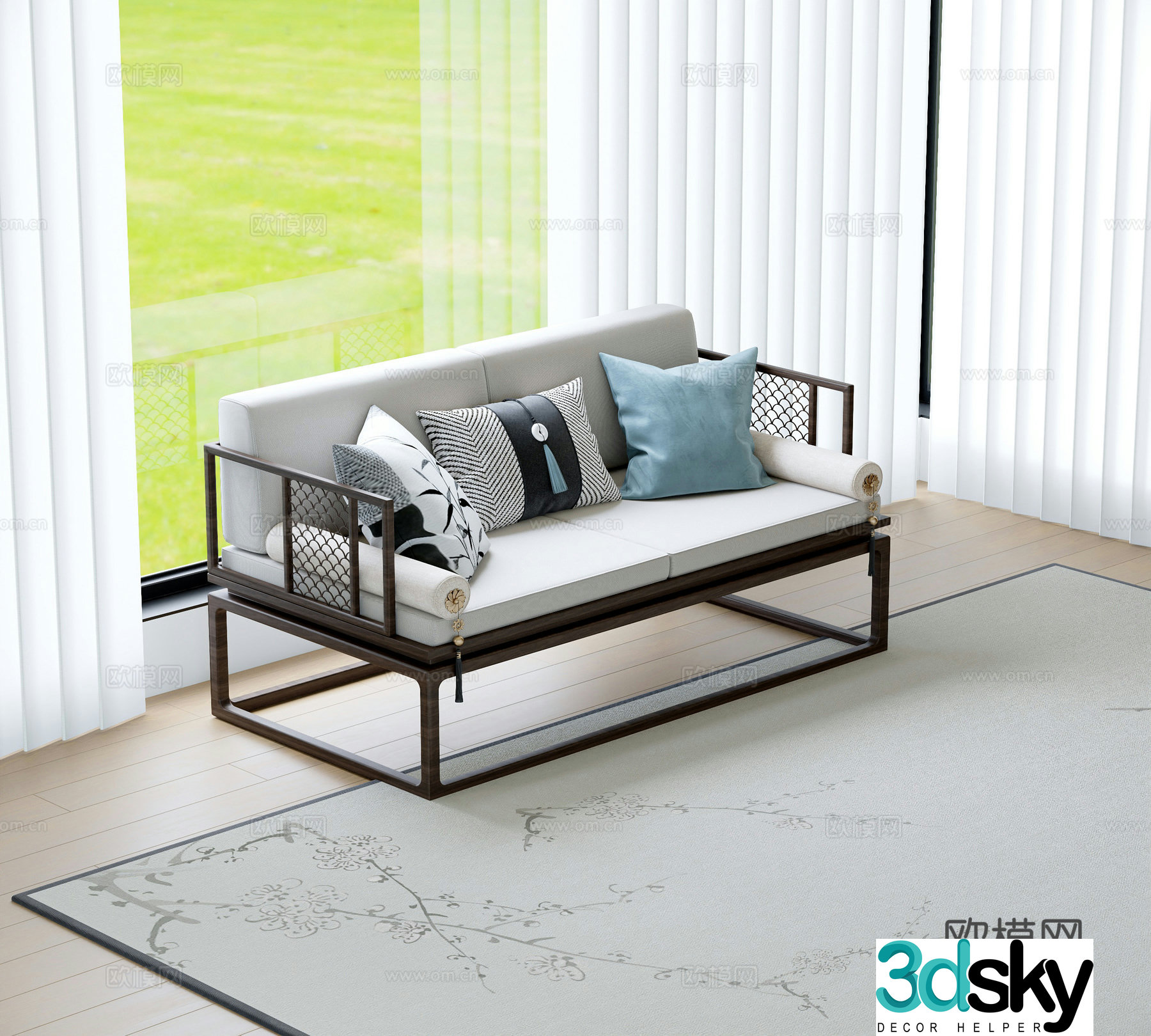 Double sofa backrest sofa 3d model