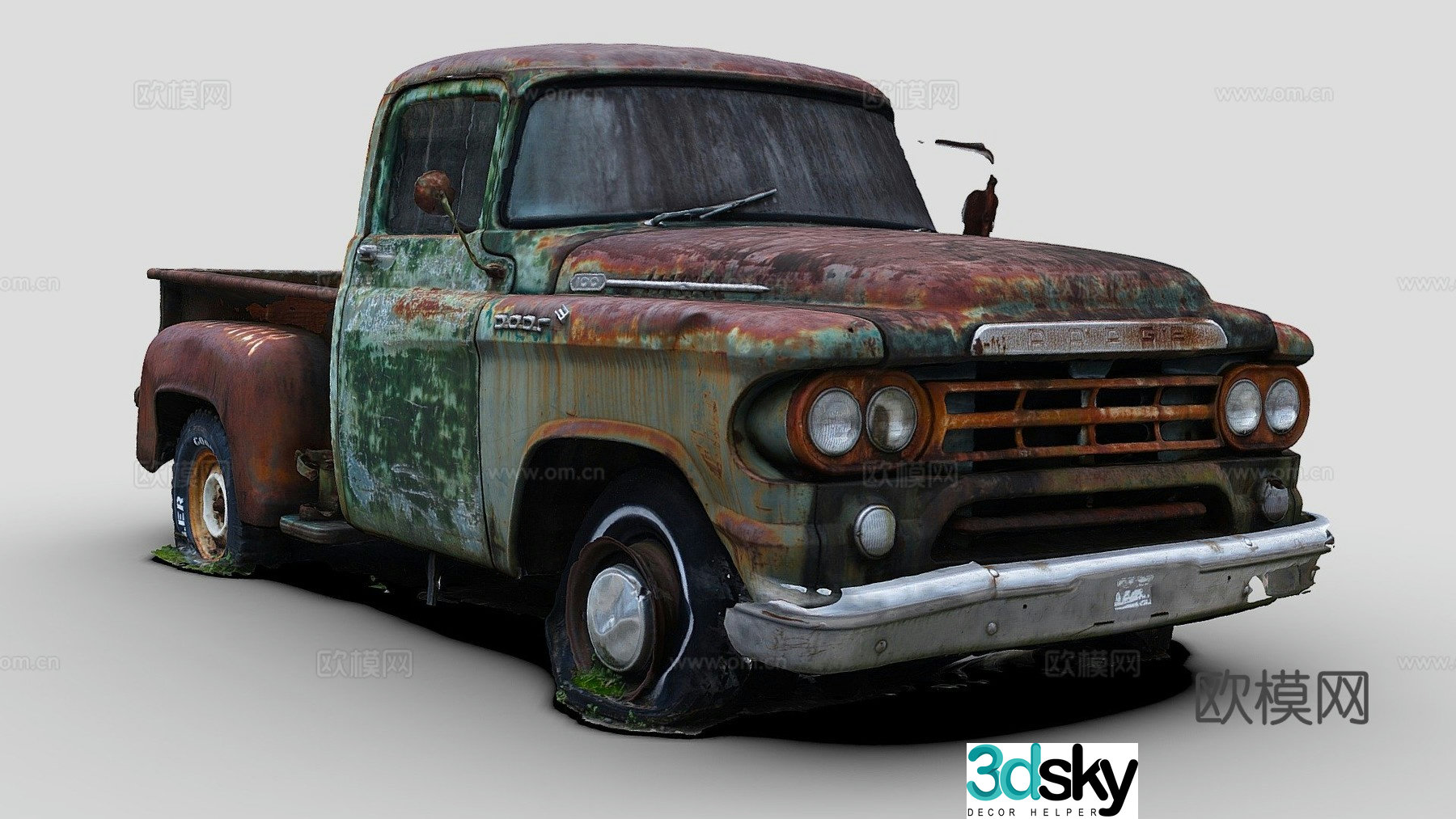 Rusty dodge truck 3d model
