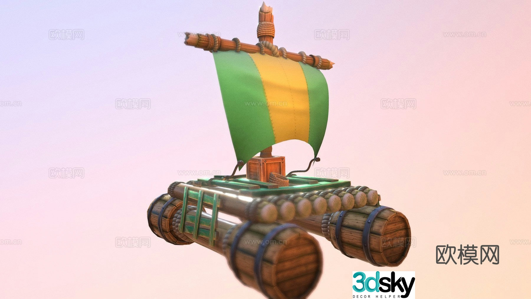 Cartoon raft 3d model
