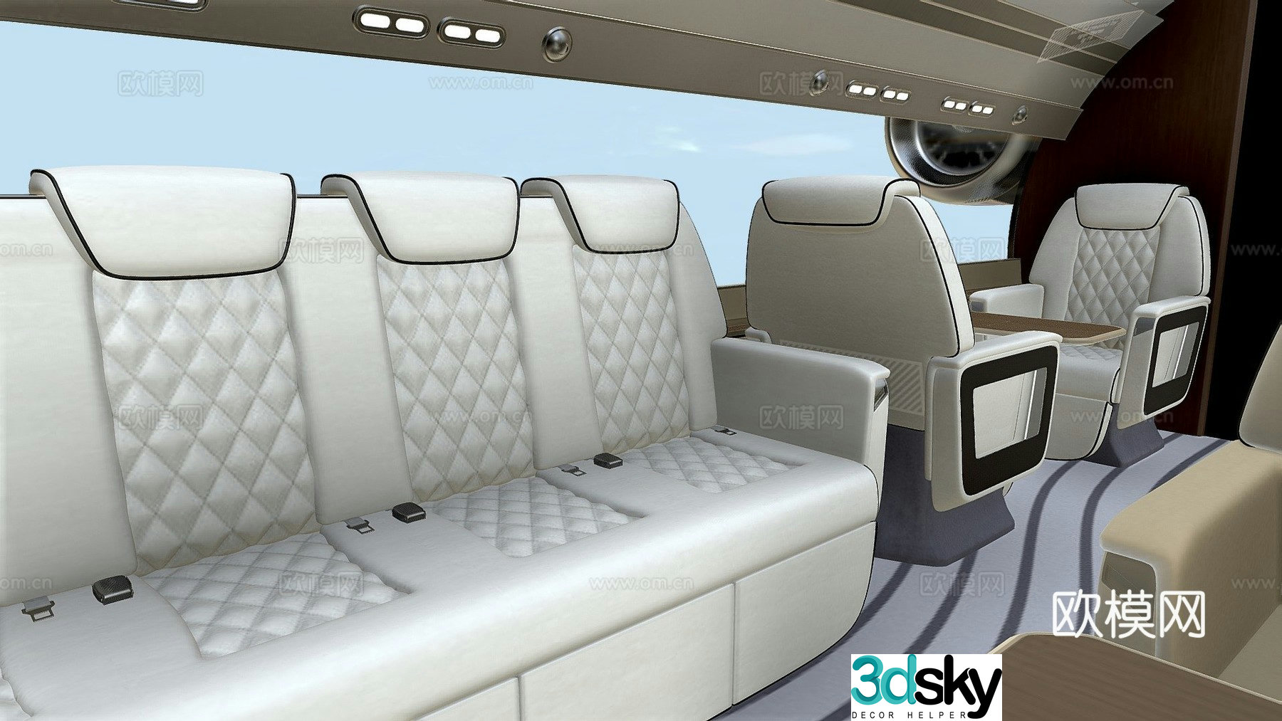 Private jet interior 3d model