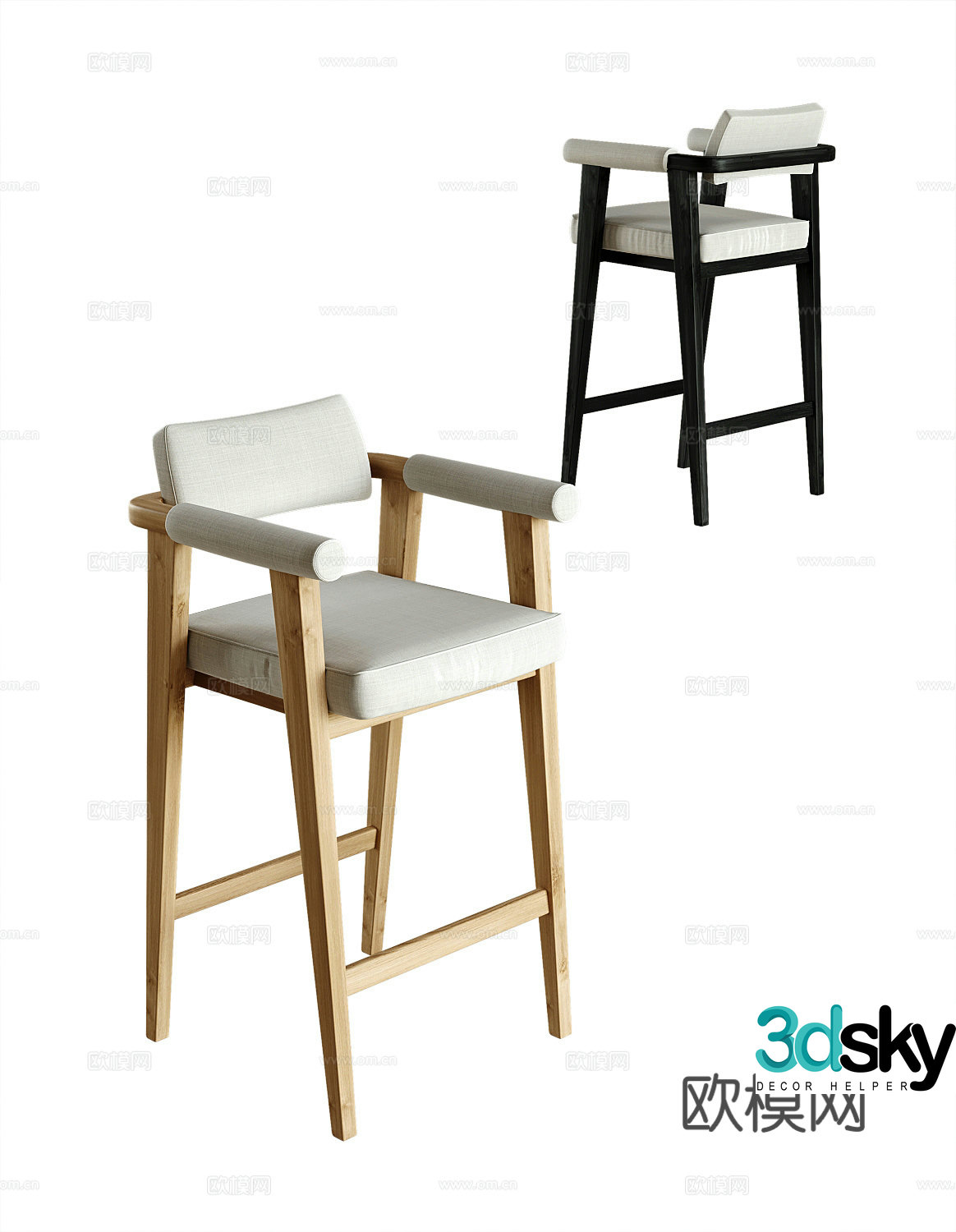 Modern bar stool bar stool high stool 3d model