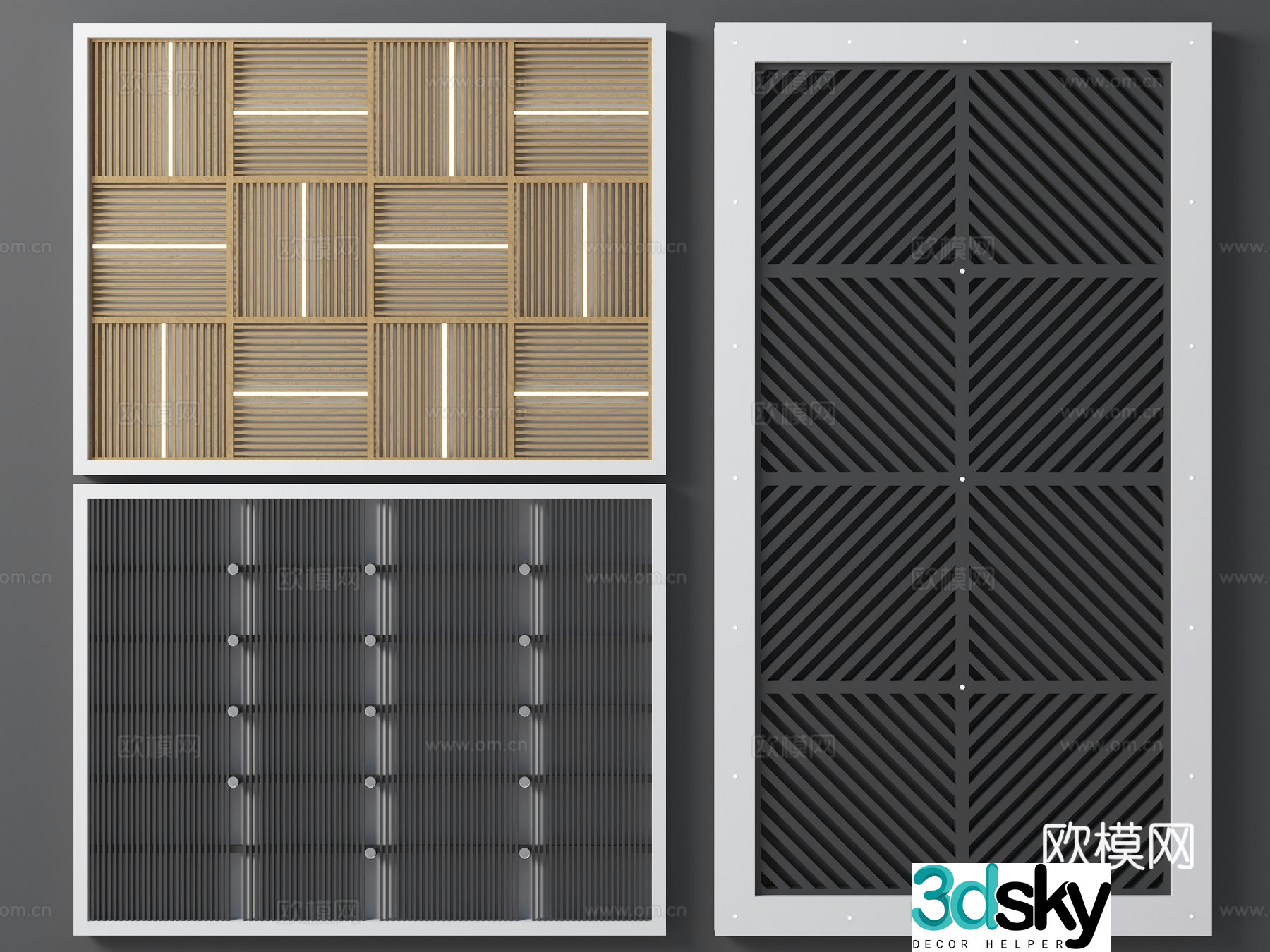 Modern square ceiling grille ceiling 3d model